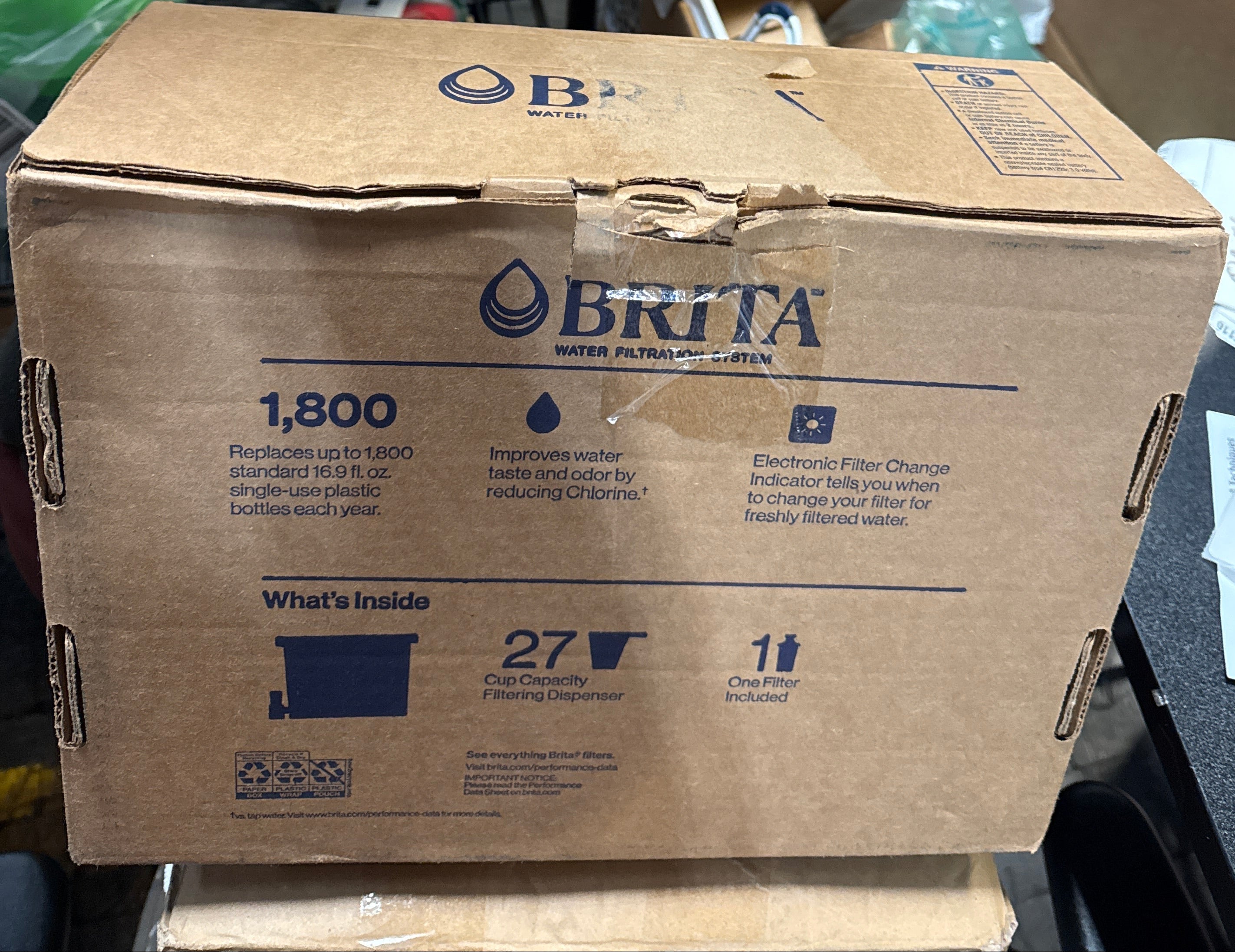 Brita UltraMax Large Water Dispenser With Standard Filter, BPA-Free, Reduces Copper, Cadmium and Mercury Impurities, Lasts 2 Months or 40 Gallons, Includes 1 Filter, Kitchen Accessories, Large 27-Cup