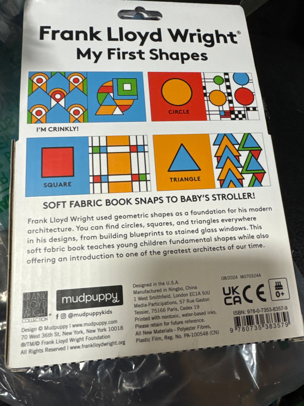 Frank Lloyd Wright My First Shapes Crinkle Fabric Stroller Book