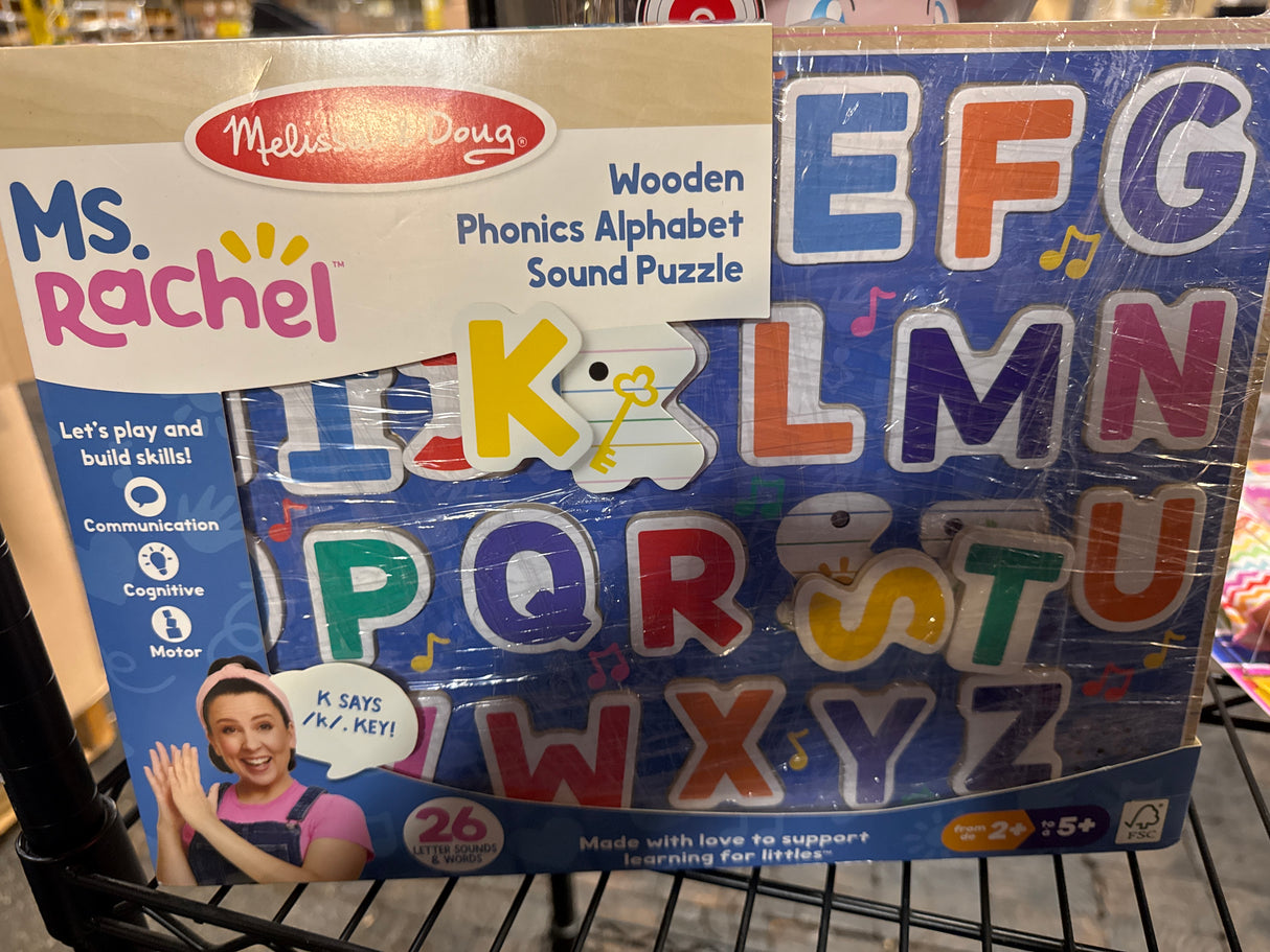 Melissa & Doug® Ms. Rachel™ Wooden Phonics Alphabet Sound Puzzle with Light-Activated Sound Effects, 26-Piece Toddler Toys for Boys and Girls Ages 2+ Years