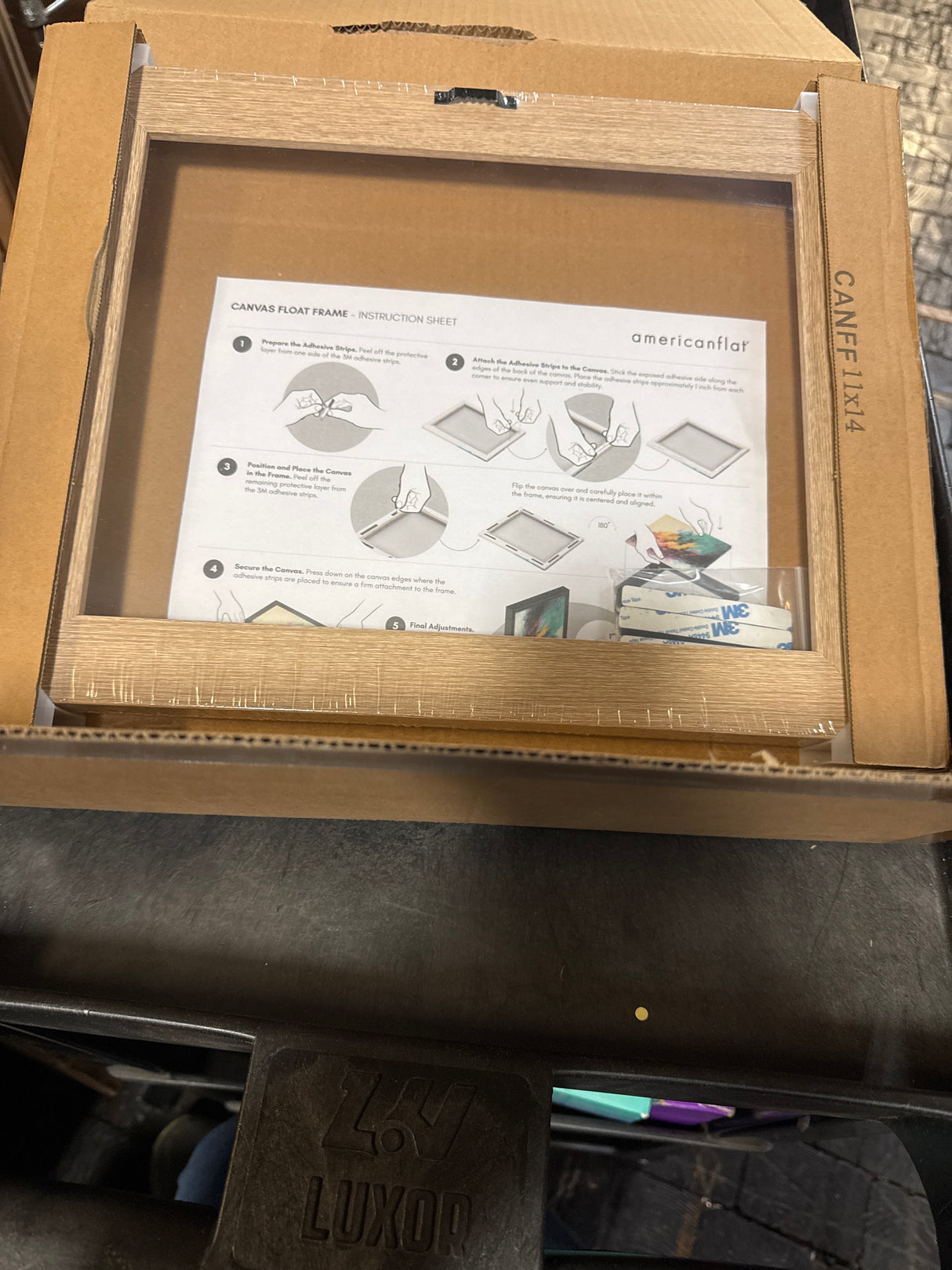 Americanflat 11x14 Canvas Floating Frame with Adhesive Strips Included - Vertical and Horizontal Floating Frame for Artwork - Canvas Frames for Wall Display - Oak