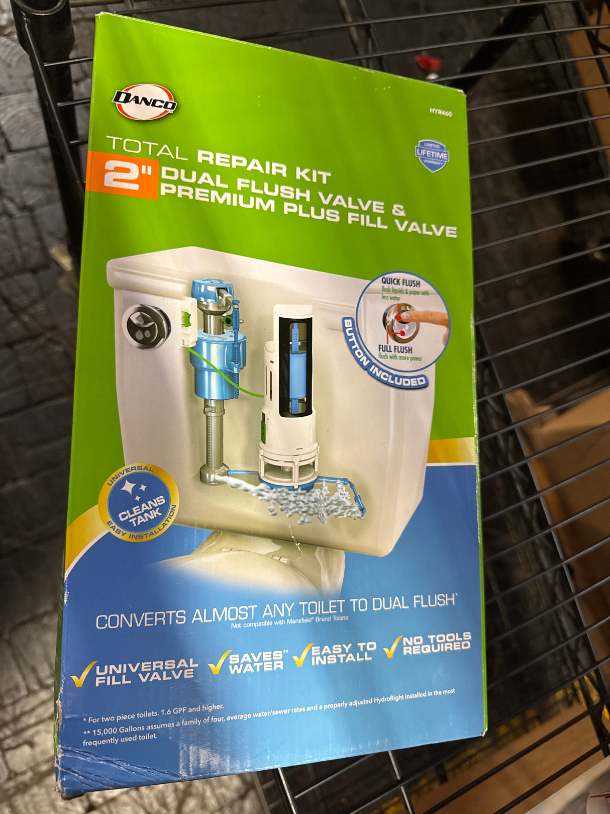 Danco HYR460 Hydroright HyrdroRight Universal Water-Saving Toilet Repair Kit with Dual Flush Valve, Push Btton Handle, White