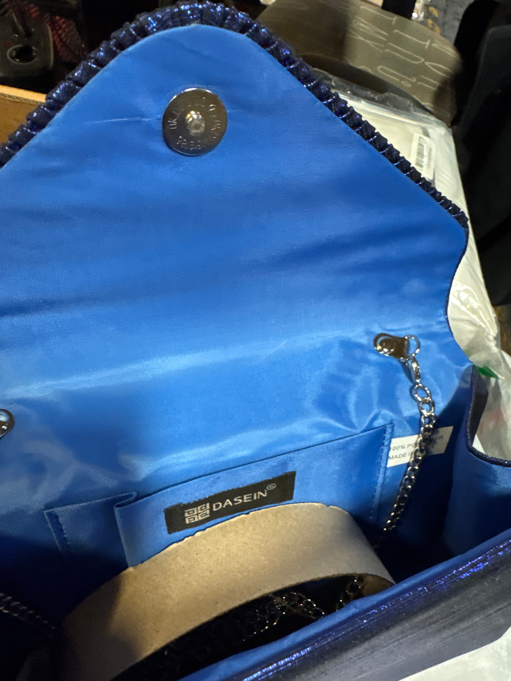 Dasein Women's Evening Bags Envelope Handbag Party Prom Clutch Purse Shoulder Cross Body Bag-Blue