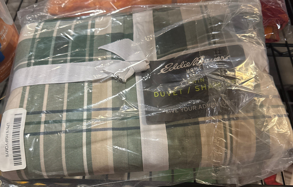 Eddie Bauer - Twin Timbers Reversible Duvet Cover & Sham Set Green: Cotton Bedding Set, 180 Thread Count, Button Closure