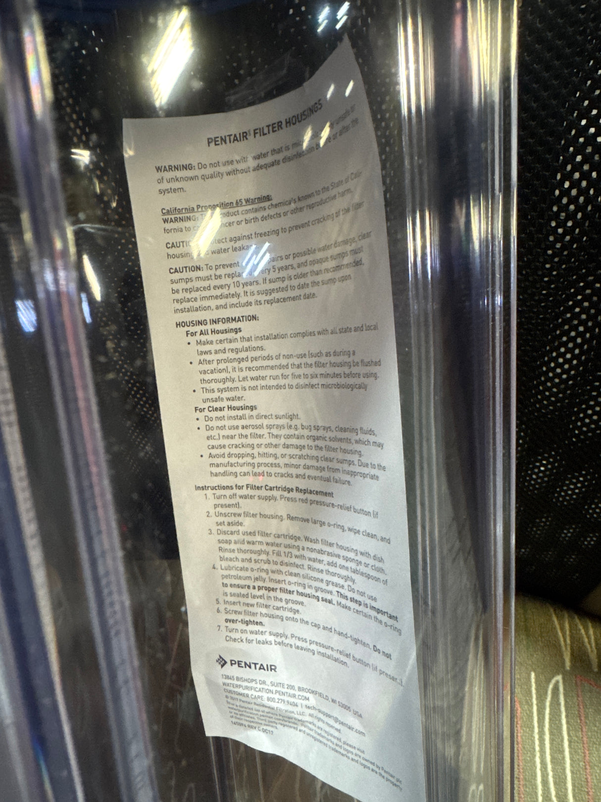 Pentair Pentek 166201 Big Clear Filter Housing, 1" NPT #20 Whole House Heavy Duty Water Filter Housing with Pressure Relief Button, 20-Inch, Blue/Clear