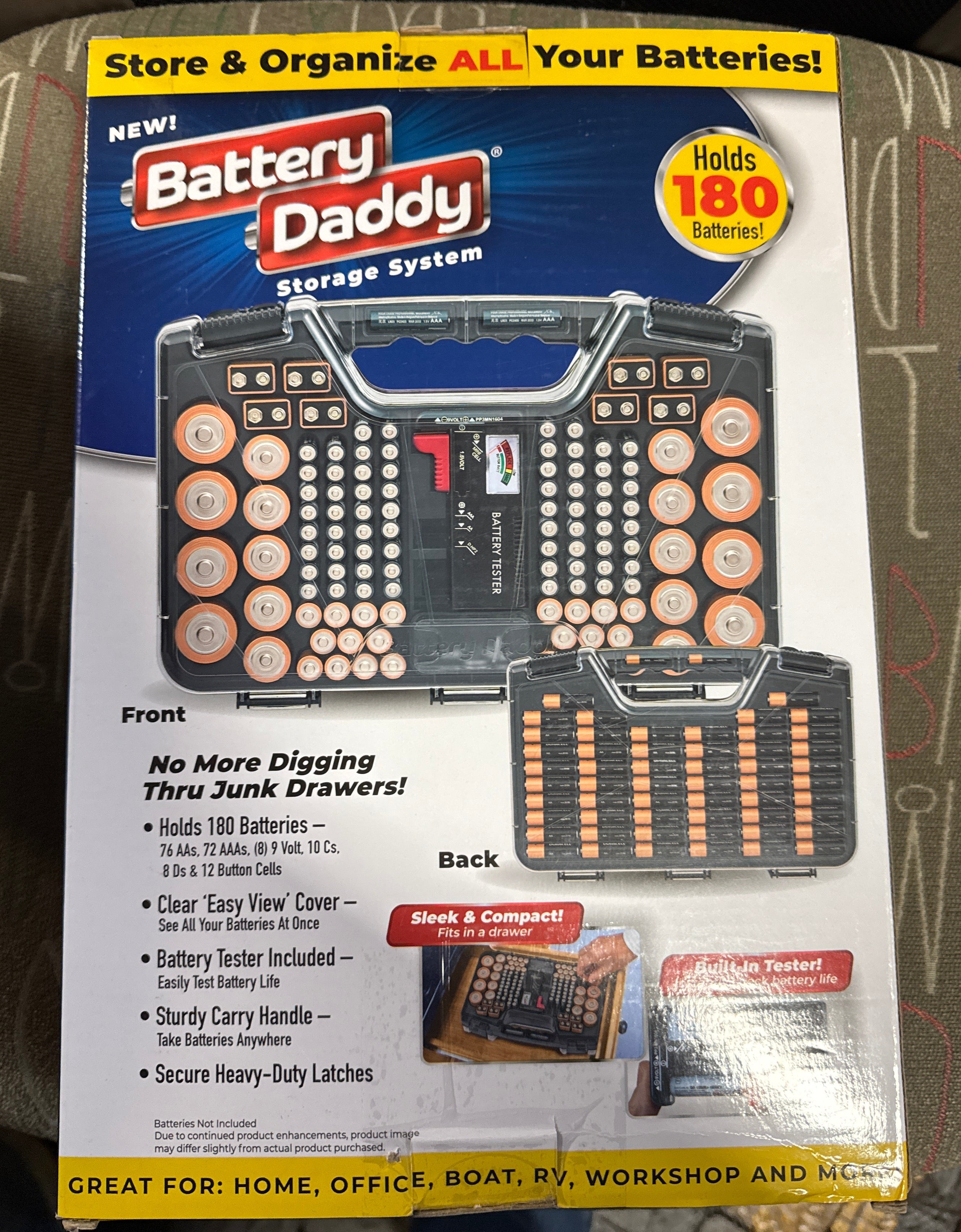 Ontel Battery Daddy Smart - Battery Organizer Storage Case with Tester, Stores & Protects Up to 150 Batteries, Clear Locking Lid, As Seen On TV, Smart - 150 Batteries (BADAS-MC4)