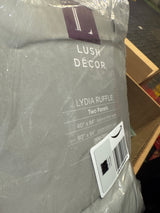 Lush Decor Lydia Curtains Ruffle Window Panel Set for Living, Dining, Bedroom (Pair), 84” x 40”, Gray