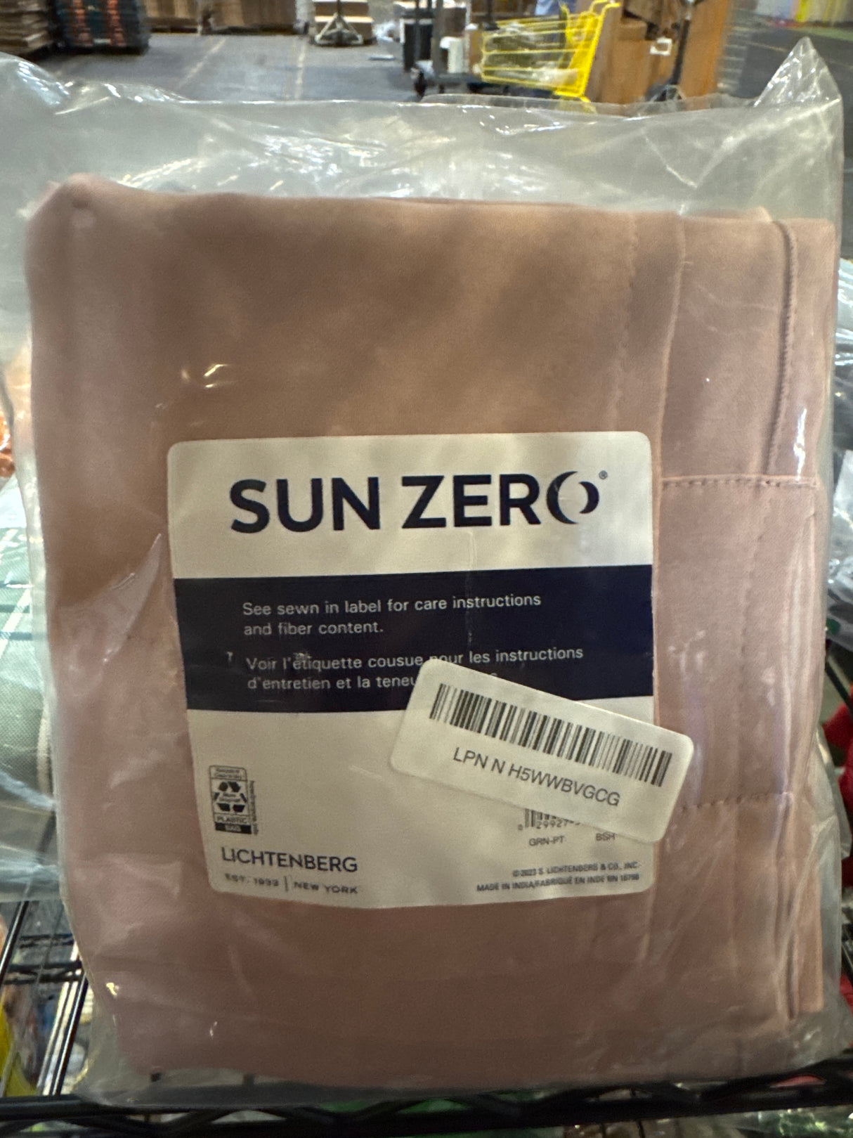 Sun Zero Easton Energy Saving Blackout Rod Pocket Curtain Panel, 40" x 84", Blush Pink