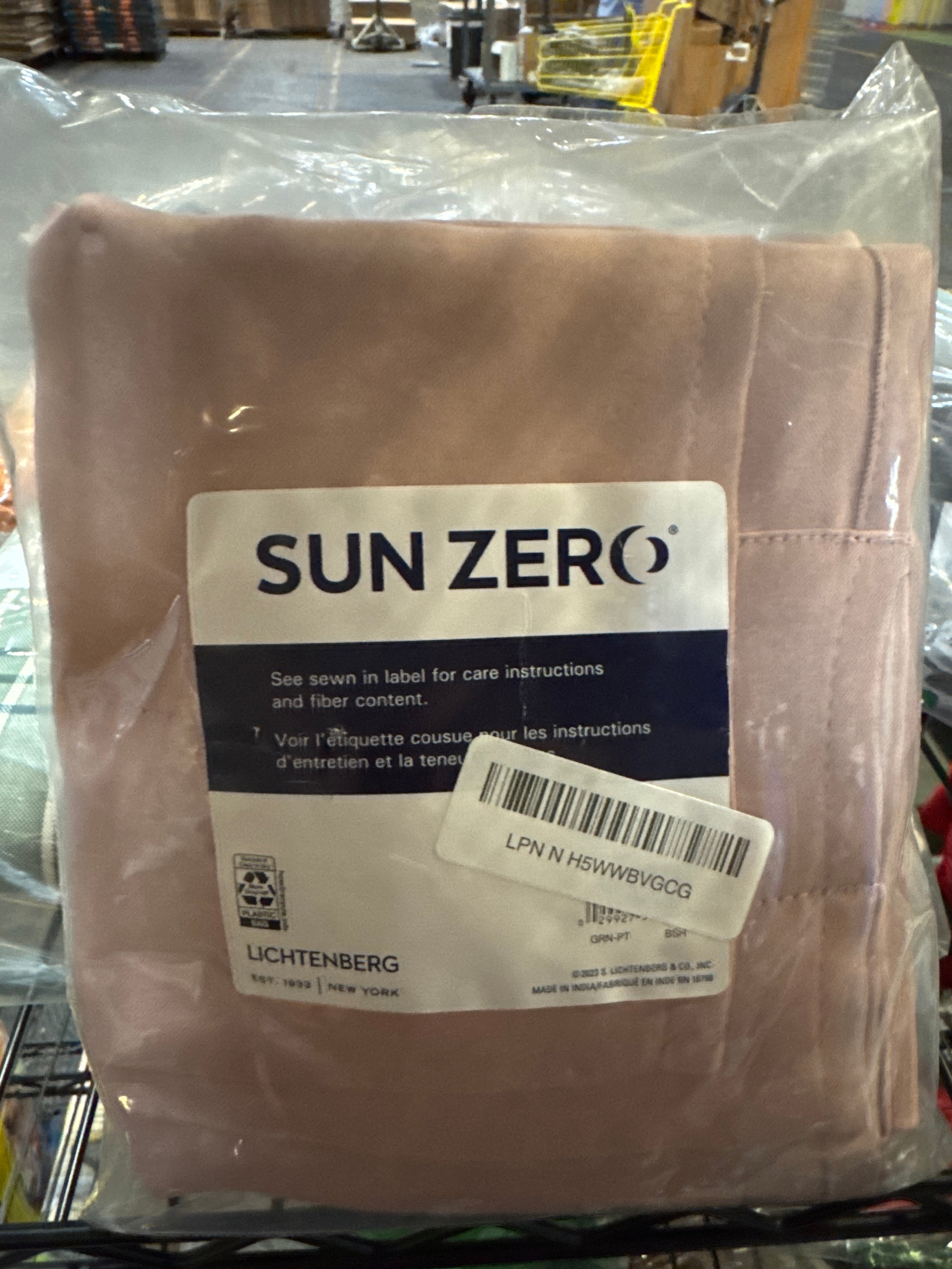 Sun Zero Easton Energy Saving Blackout Rod Pocket Curtain Panel, 40" x 84", Blush Pink