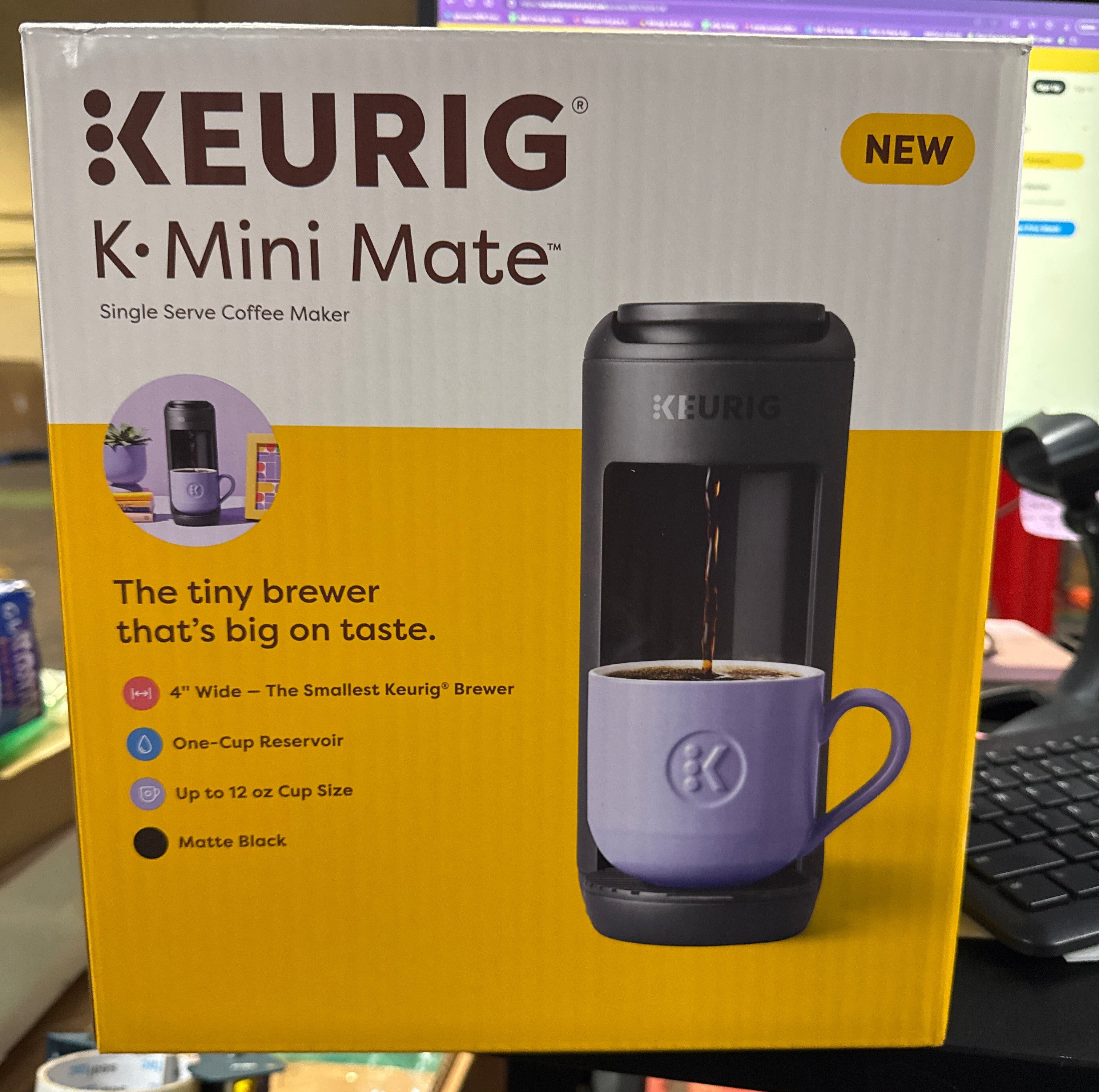 KeurigK K-Mini Mate Single-Serve KCup Pod Coffee Maker – Compact 4" Wide Brewer – 12oz Reservoir – Travel Mug Compatible – Modern Design – Electric – Ideal for Small Spaces (Black)