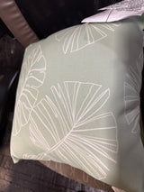 ARDEN 16 in. x 16 in. Coastal Green Leaf Outdoor Square Throw Pillow (2-Pack)