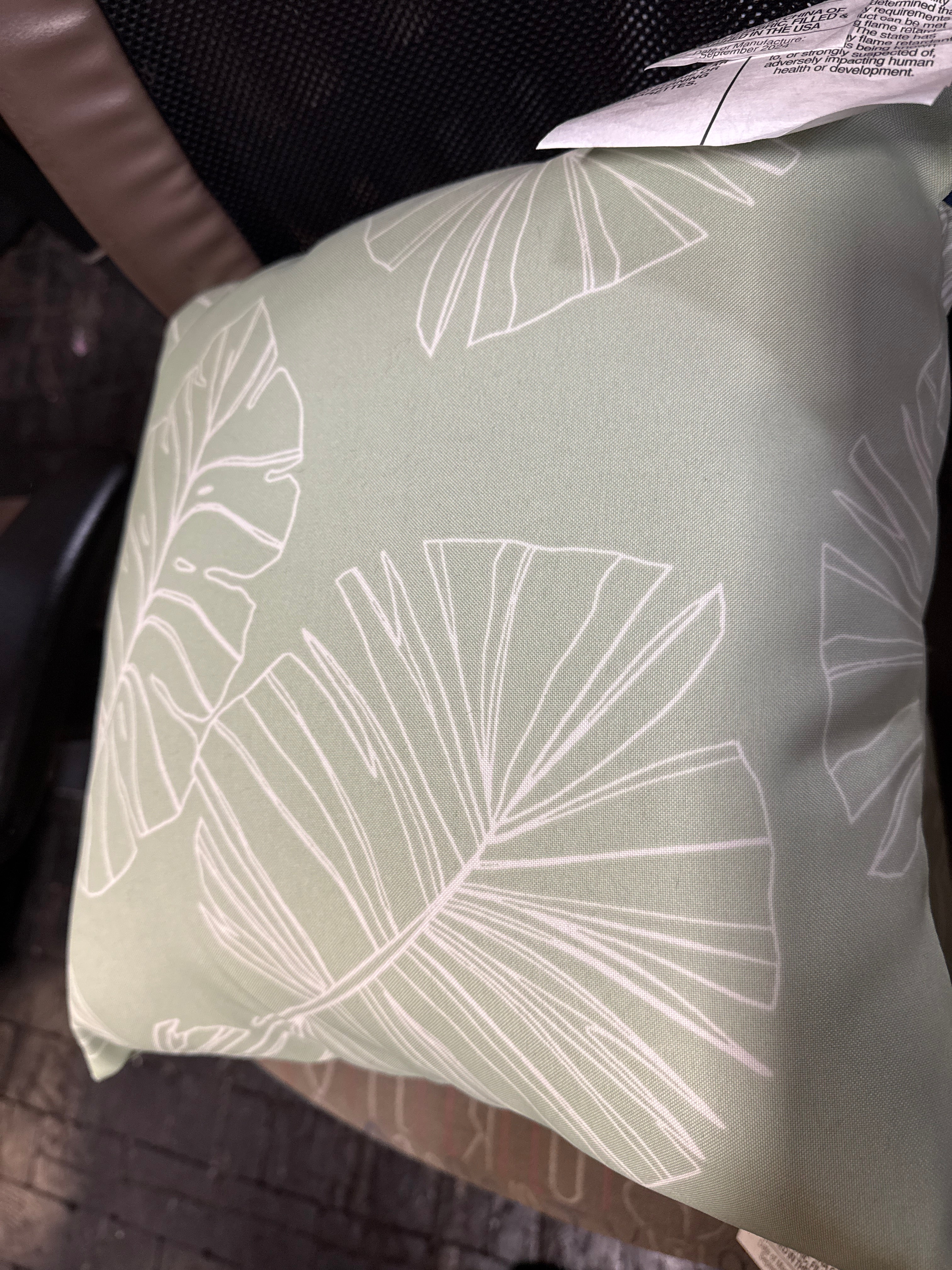 ARDEN 16 in. x 16 in. Coastal Green Leaf Outdoor Square Throw Pillow (2-Pack)