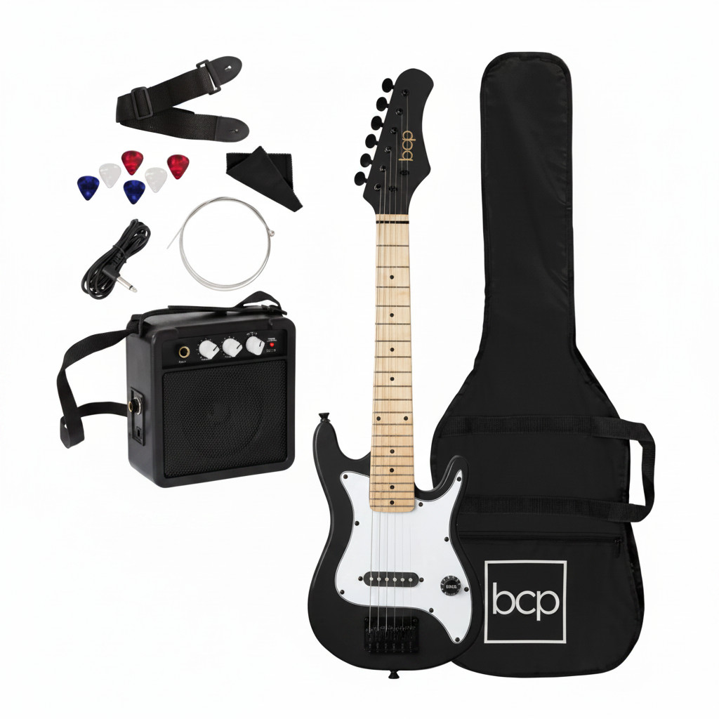 Best Choice Products - Kids Electric Guitar Beginner Starter Kit w/ 5W Amplifier - 30 in - Black