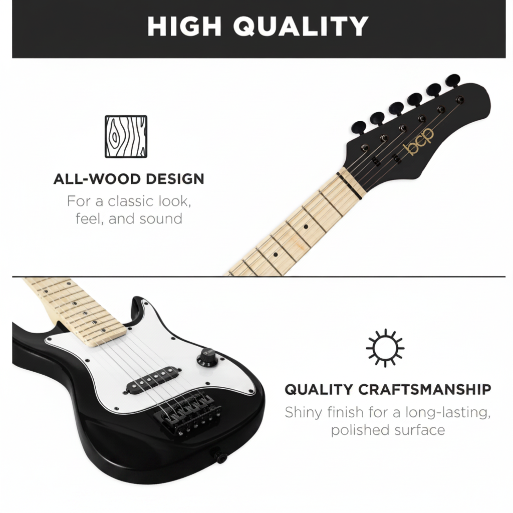 Best Choice Products - Kids Electric Guitar Beginner Starter Kit w/ 5W Amplifier - 30 in - Black