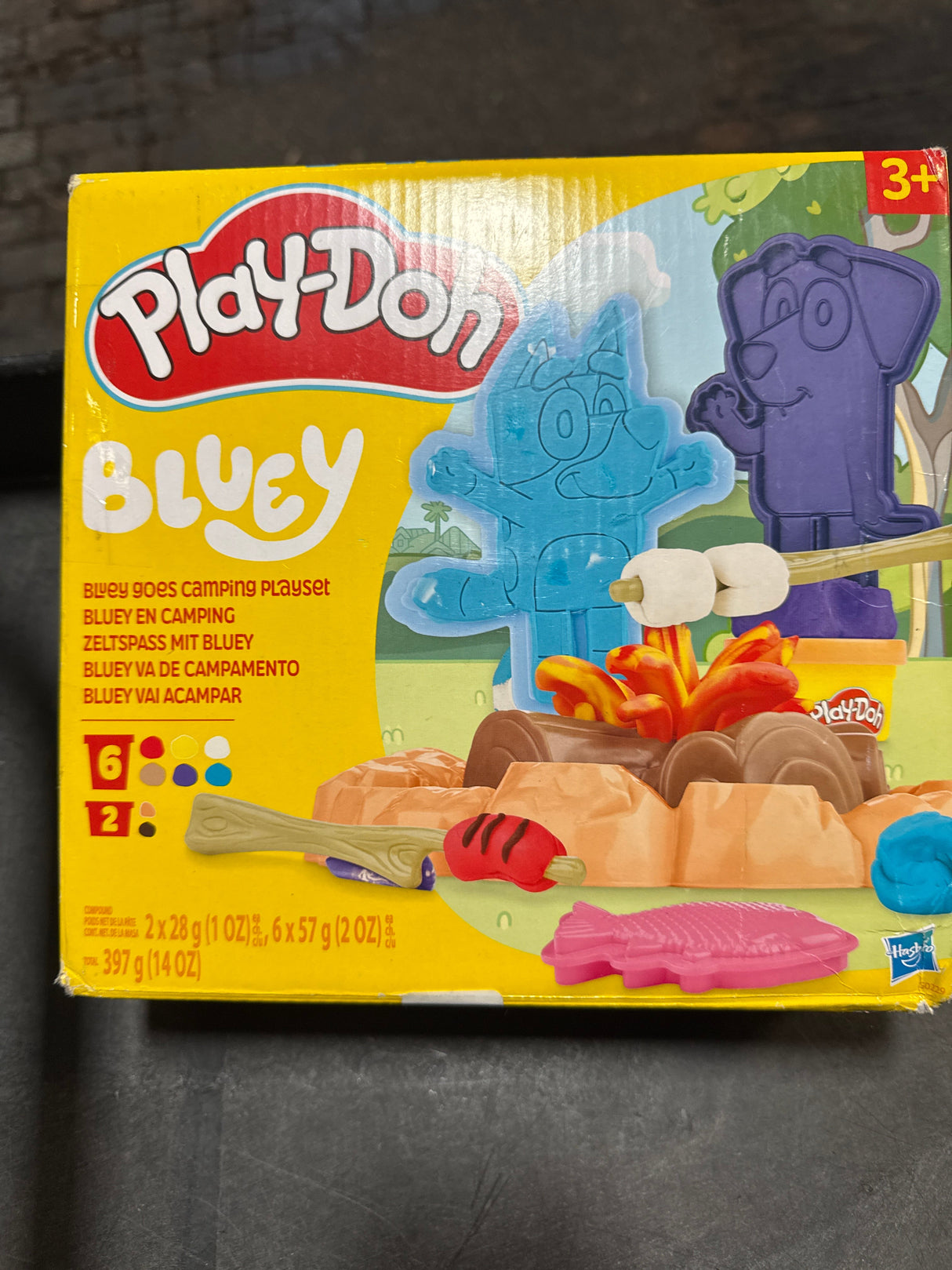 Play-Doh Bluey Goes Camping Playset with Campfire Themed Tools, Kids Arts and Crafts Toys