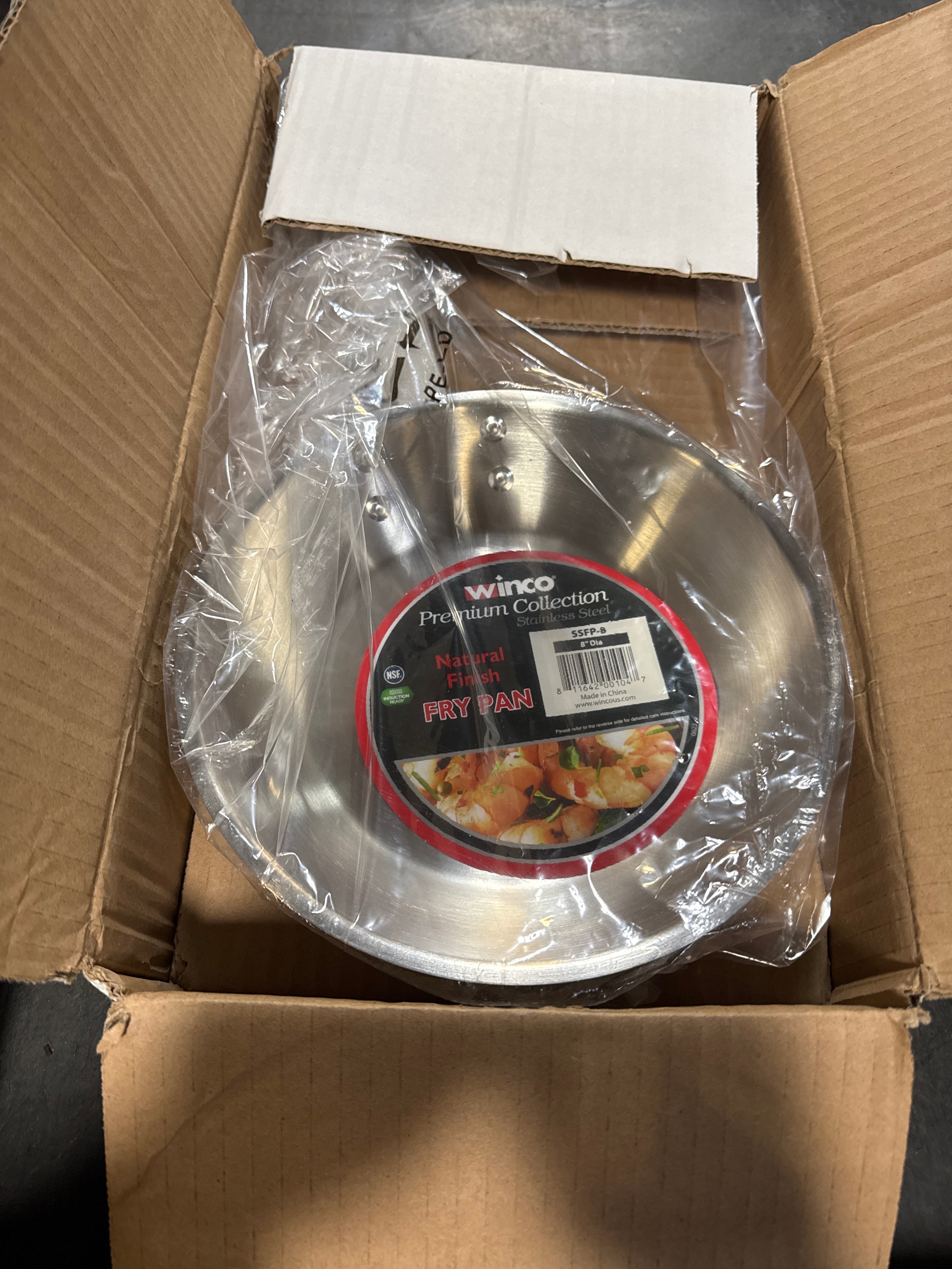 Winco Commercial-Grade Stainless Steel Fry Pan, Natural Finish, 8"