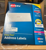 Avery Easy Peel Printable Address Labels with Sure Feed, 1" x 2-5/8" Customizable Stickers, White, 300 Blank Mailing Labels per Pack, Great for Mailing, Shipping, and More (5-Pack of 18160)