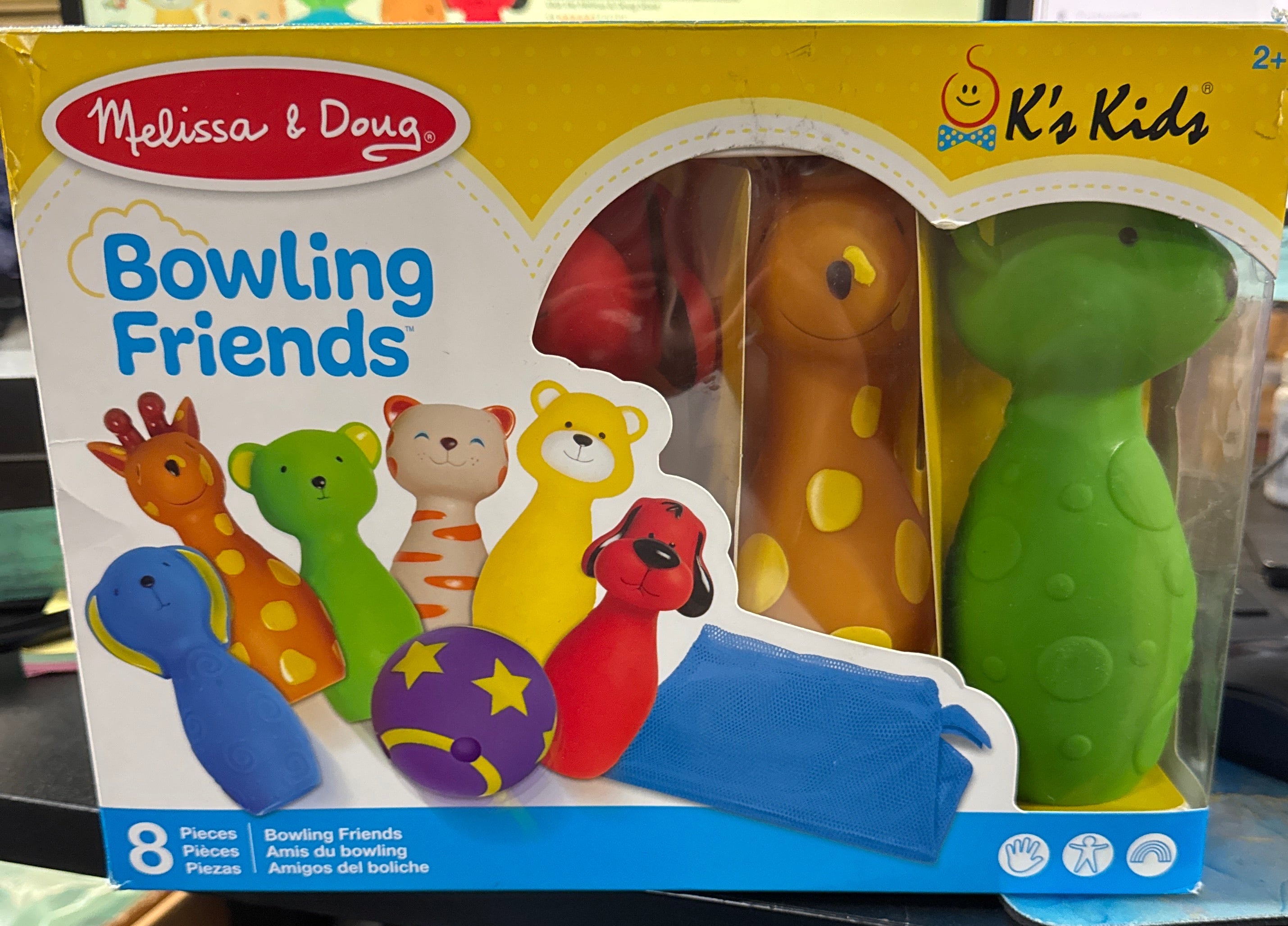 Melissa & Doug K’s Kids Bowling Friends Set, Soft Animal-Themed Pins & Ball with Carry Case, Travel-Friendly Bowling Game Sports Toy, Indoor & Outdoor Toddler Toys for Kids Ages 2+