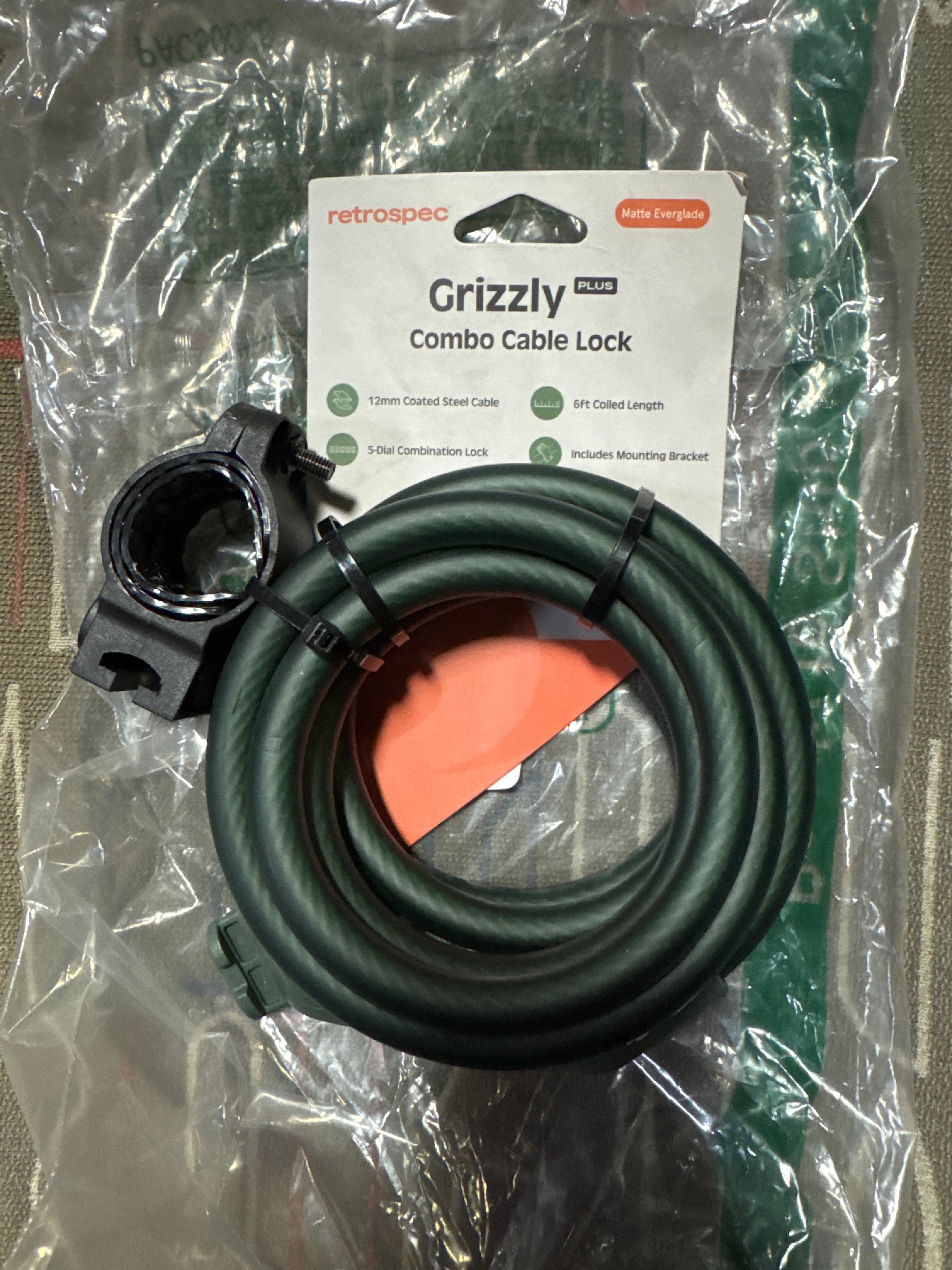 Retrospec Grizzly Plus Bike Lock - 6ft Anti-Theft Cable