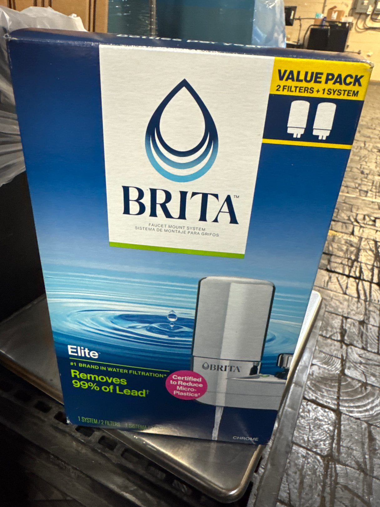 Brita Chrome Tap Water Faucet Filtration System with 2 Filter