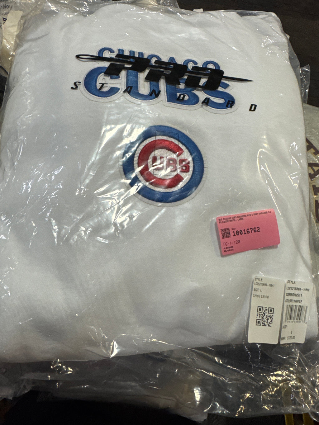 MLB CHICAGO CUBS WINGSPAN WOMEN'S DROP SHOULDER FLC PO HOODIE WHITE- LARGE