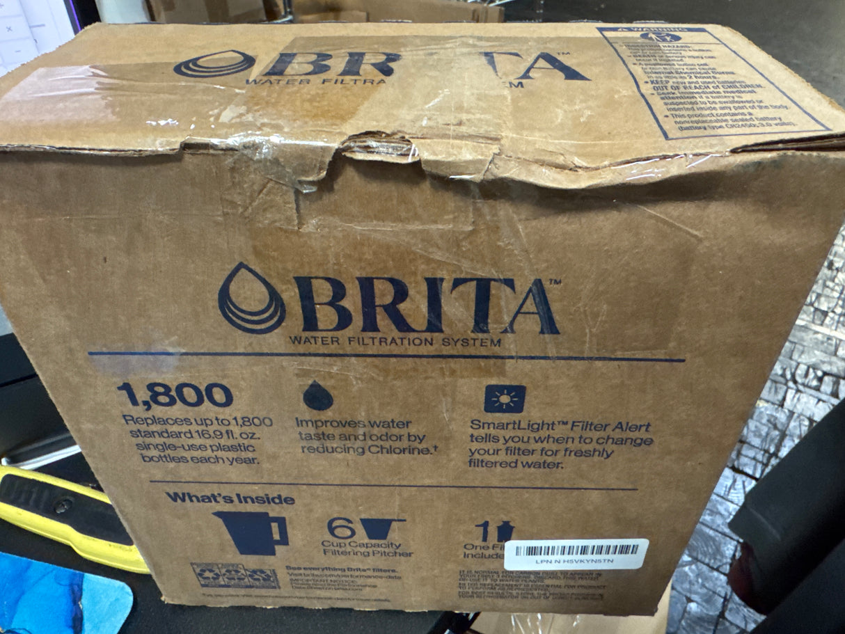 Brita Metro Water Filter Pitcher with Smart Light Change Indicator, 6-Cup Capacity White