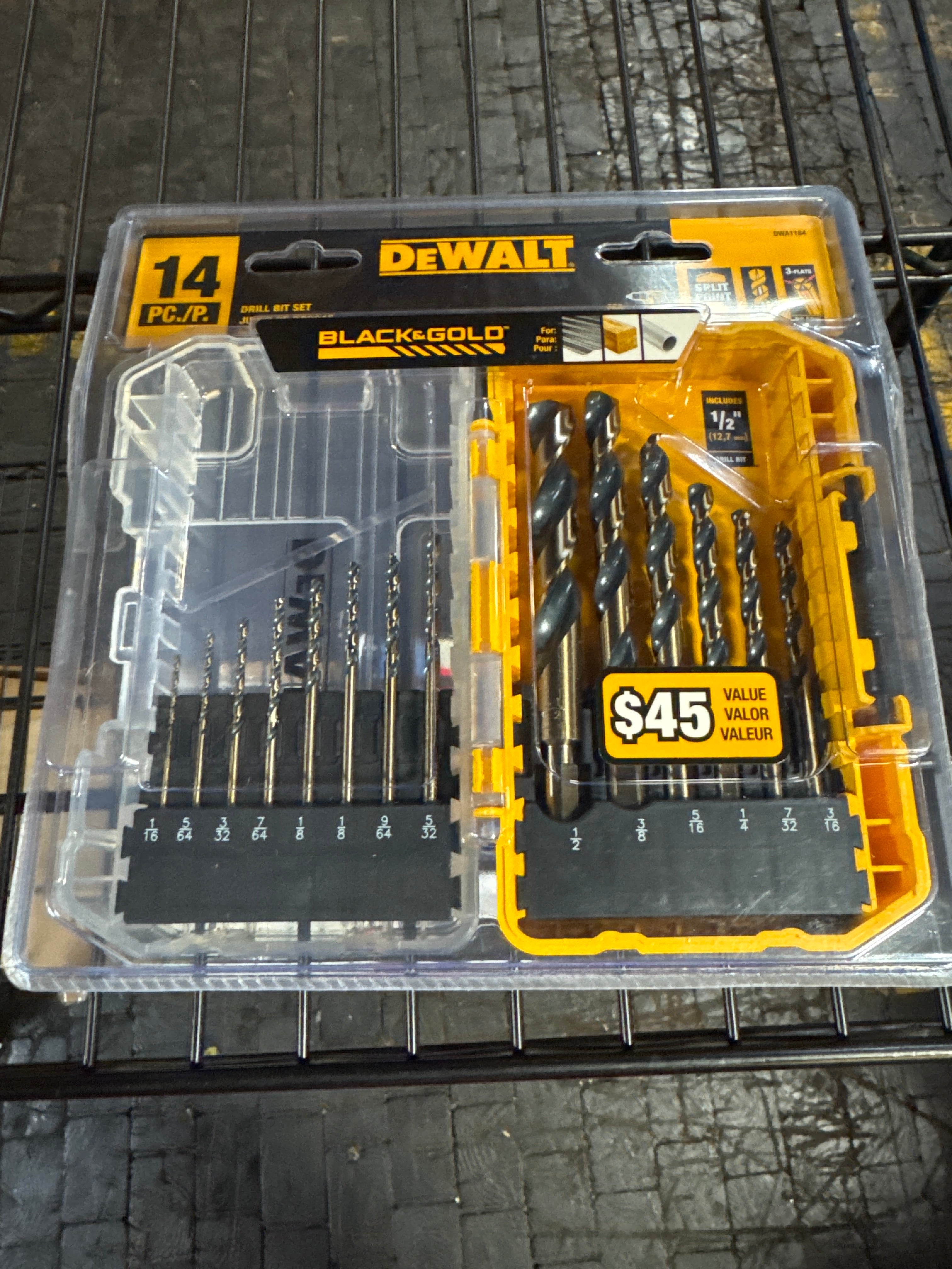 DEWALT Drill Bit Set Split Point Black & Gold 14pc
