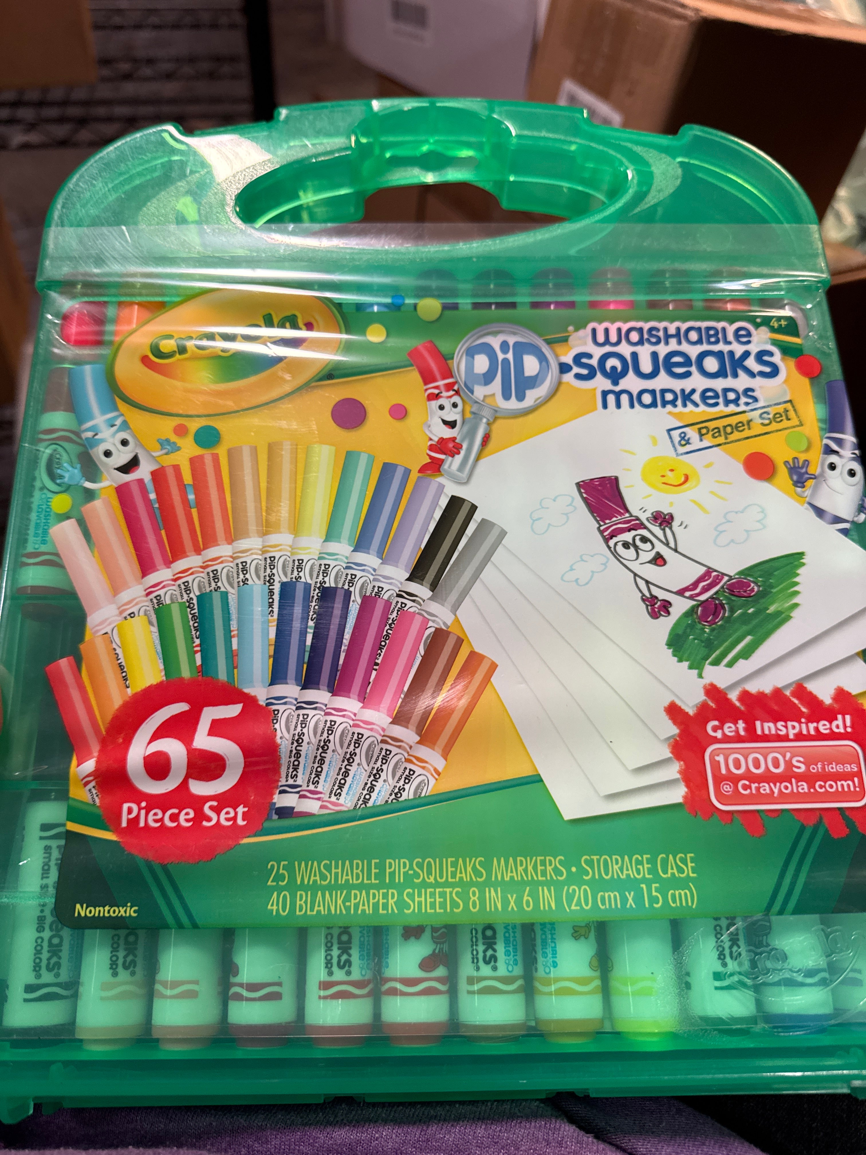 Crayola Pip-Squeaks Washable Marker Set (65ct), Essential Easter Basket Stuffers, Coloring Set, Drawing Art Supplies for Kids, Spring Craft Kit, Travel Activity, Gifts for Kids
