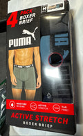 PUMA Men's 4 Pack Active Stretch Boxer Briefs- Medium