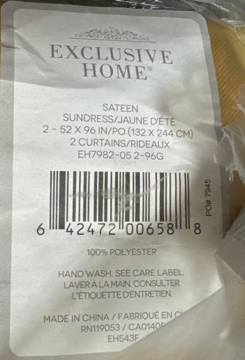 EXCLUSIVE HOME Sateen Twill Woven Room Darkening Blackout Grommet Top Curtain Panel Pair, 52"x96", Sundress Yellow