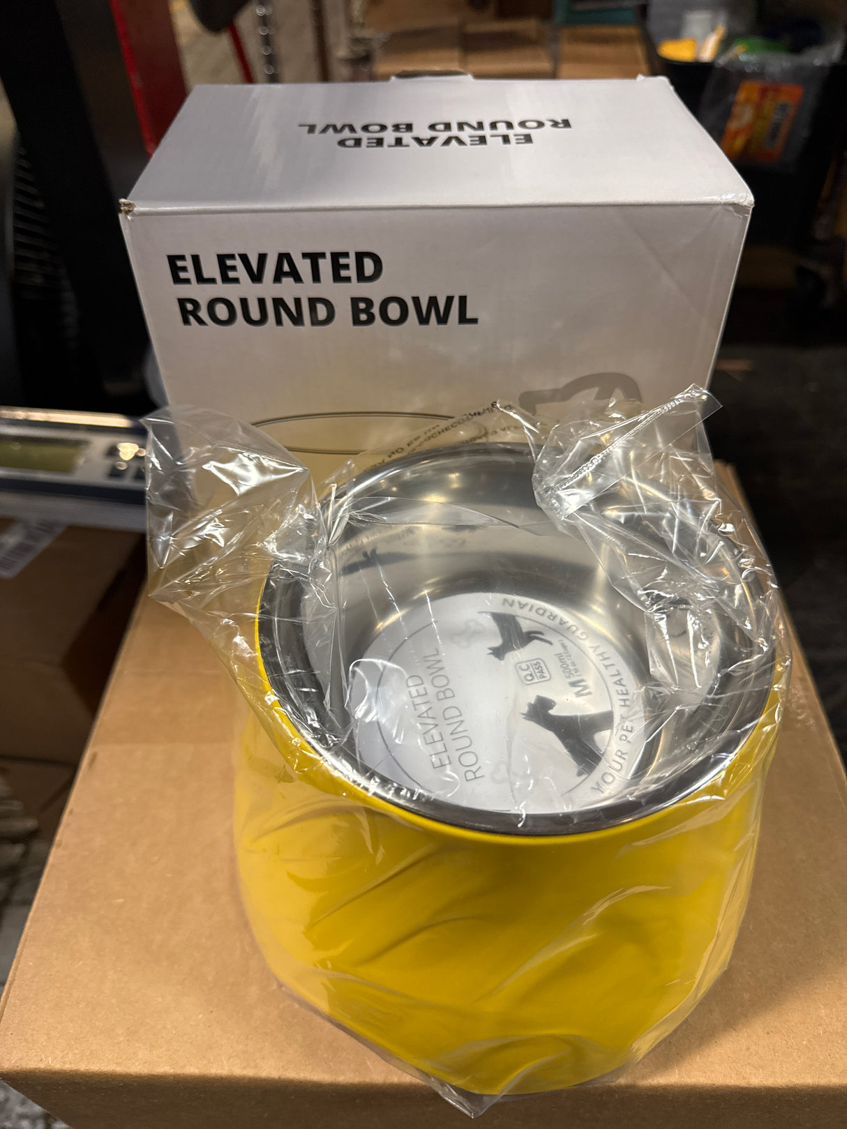 Dogit Elevated Dog Bowl, Stainless Steel Dog Food and Water Bowl for Large Dogs, Lemon