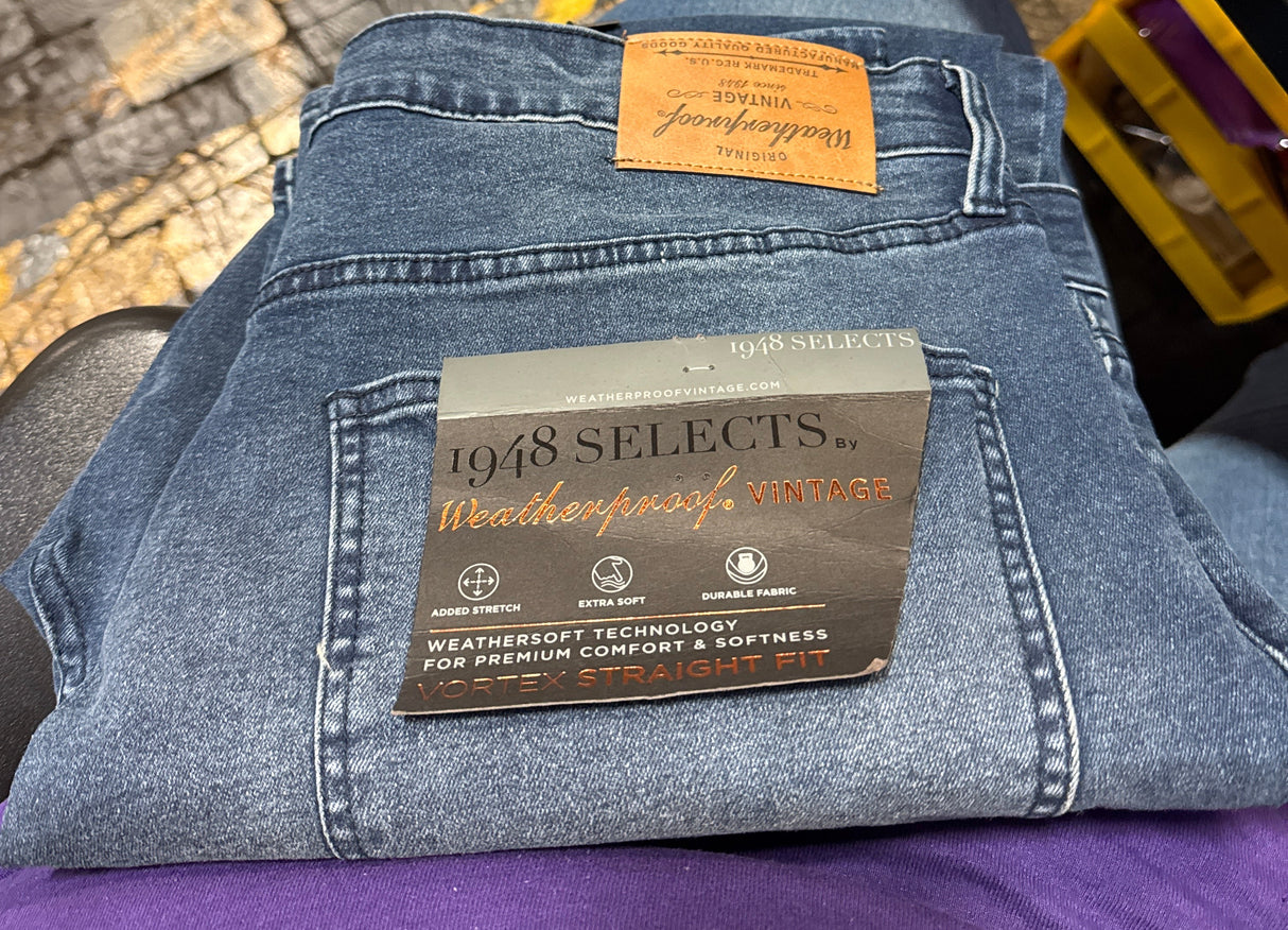 Weatherproof Vintage Jeans 1948 Men's Sz 36 x 32 Vortex Straight Fit Ocean Depth