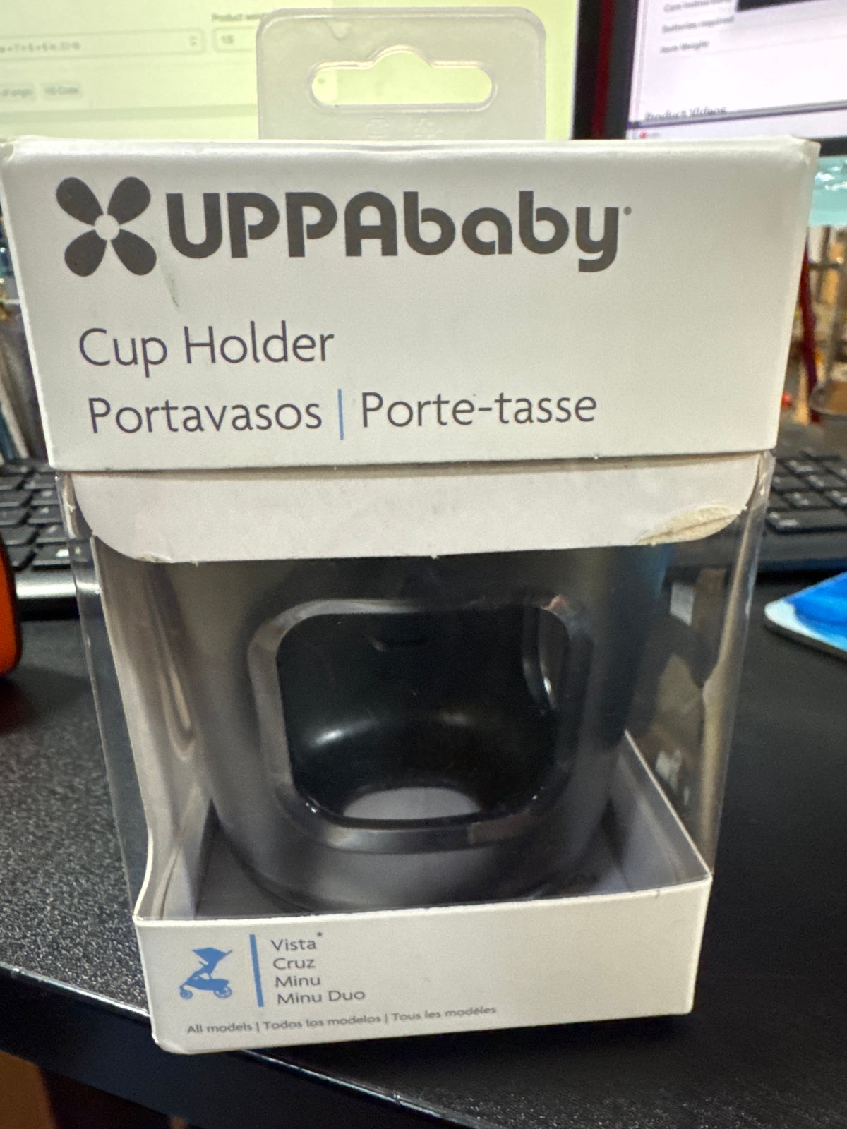 UPPAbaby Cup Holder for Vista, Cruz, Minu Strollers - Quick, Intuitive Attachment + Removal - Securely Holds Various Size Beverages - BPA Free + Dishwasher Safe - Folds Attached
