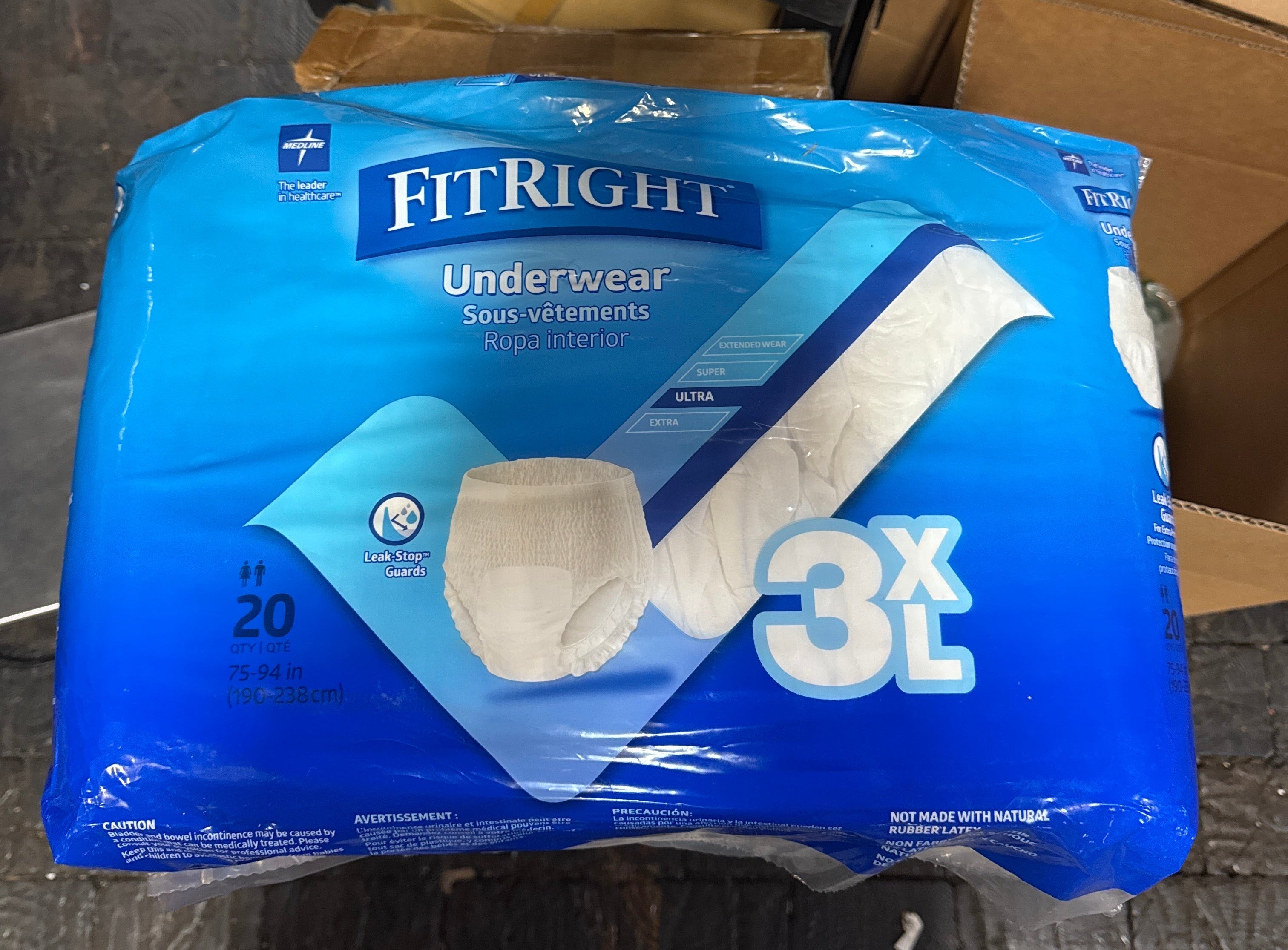 Fit Right Adult Incontinence Underwear, Heavy Absorbency, 3X-Large, 75"-94" Waist (20 Count).