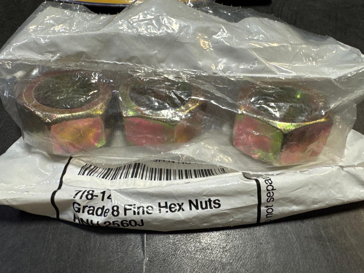 014973261986 Grade 8 Fine Hex Nuts, 7/8-14, Piece-3, Yellow