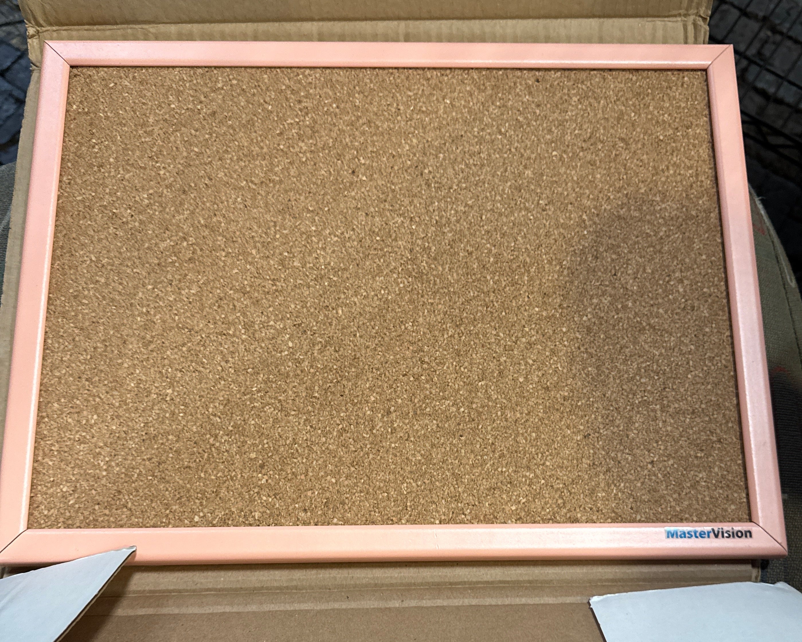 MasterVision Pastel Cork Bulletin Board, 24" x 18", Salmon Pink Frame, Decorative Wall Corkboard for Home, Dorm or Classroom, Office Décor Pinboard