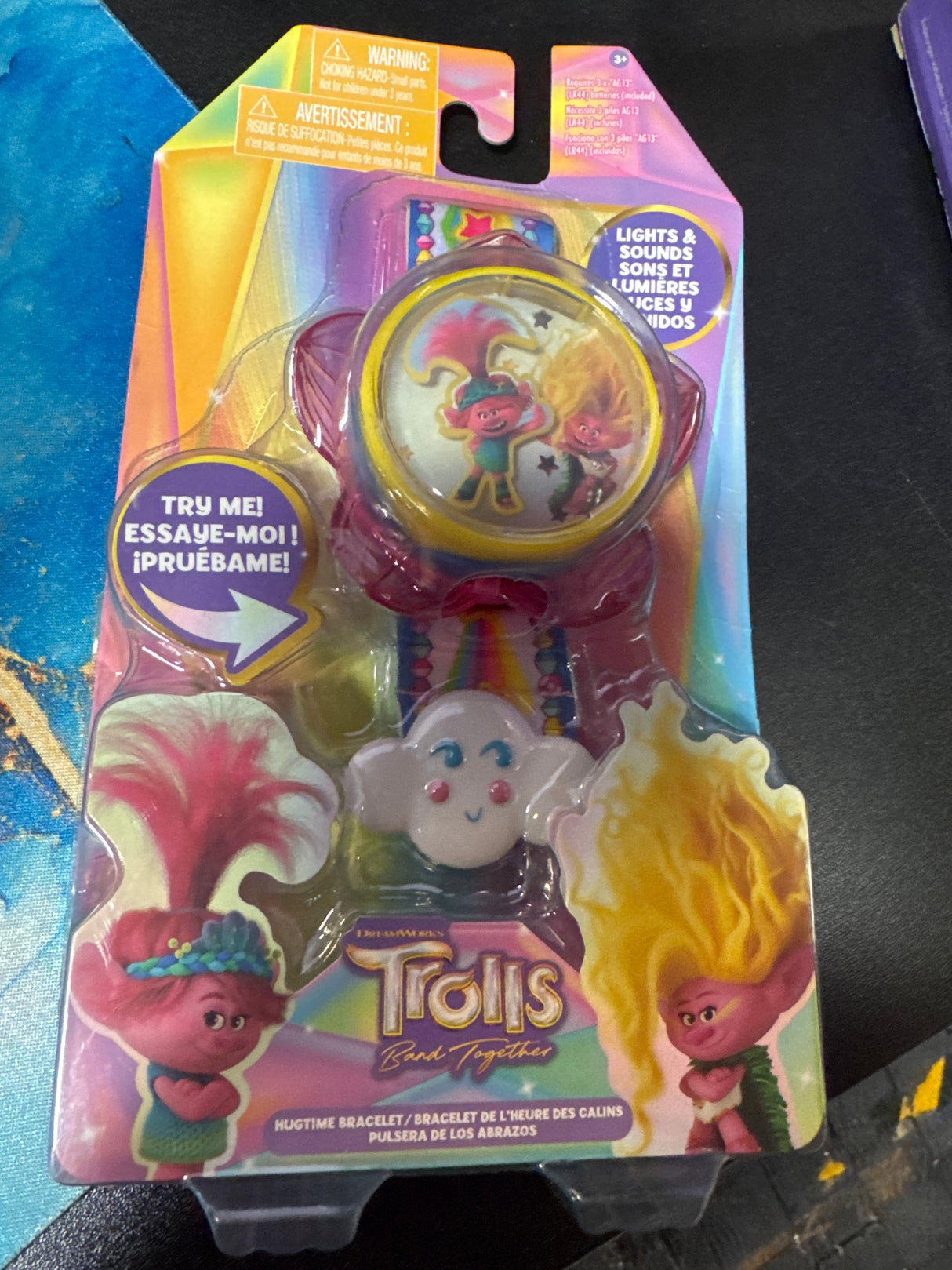 DreamWorks Trolls Band Together 9-inch Hug Time Talking Bracelet with Lights and Sounds, Easter Basket Fillers, Gifts, Presents, Kids Toys for Ages 3 Up by Just Play