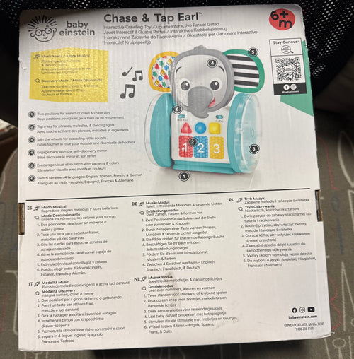 Baby Einstein Chase & Tap Earl Crawling Baby Toy, with Mirror and Music