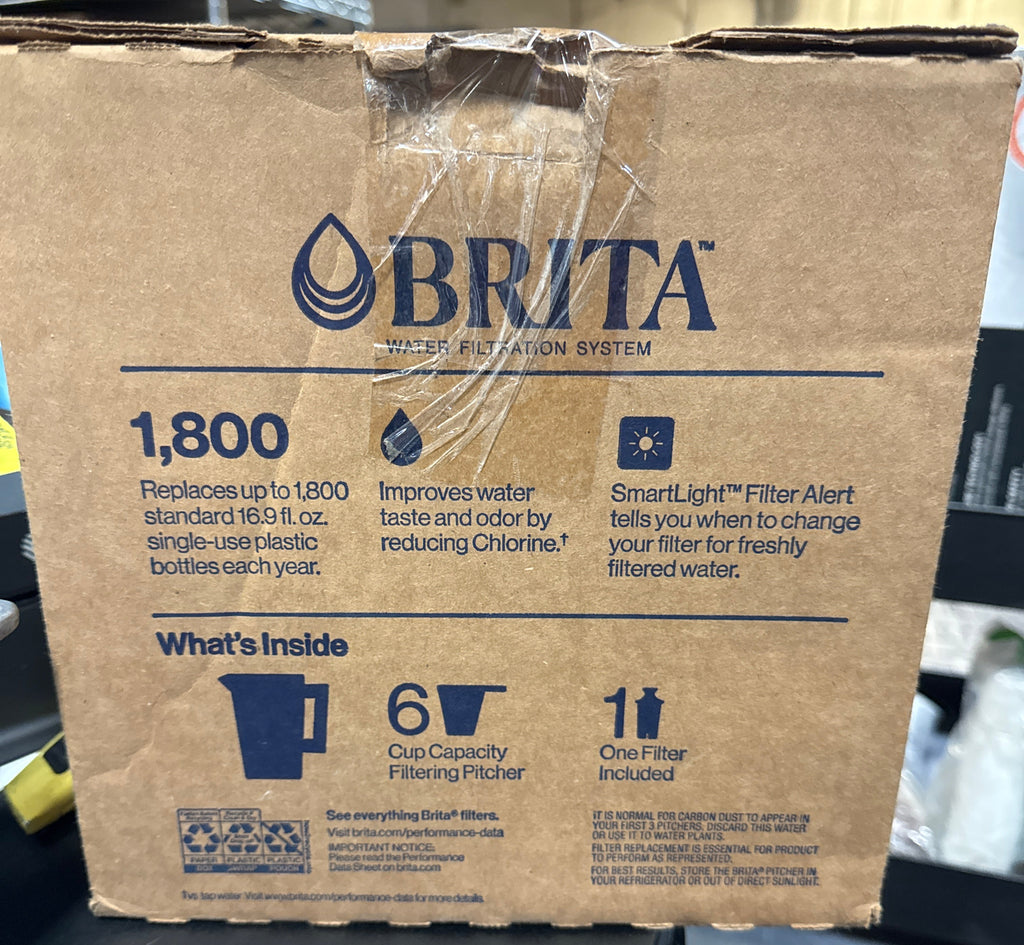 Brita Small 6 Cup Bright White Denali Water Filter Pitcher with 1 Brita Standard Filter