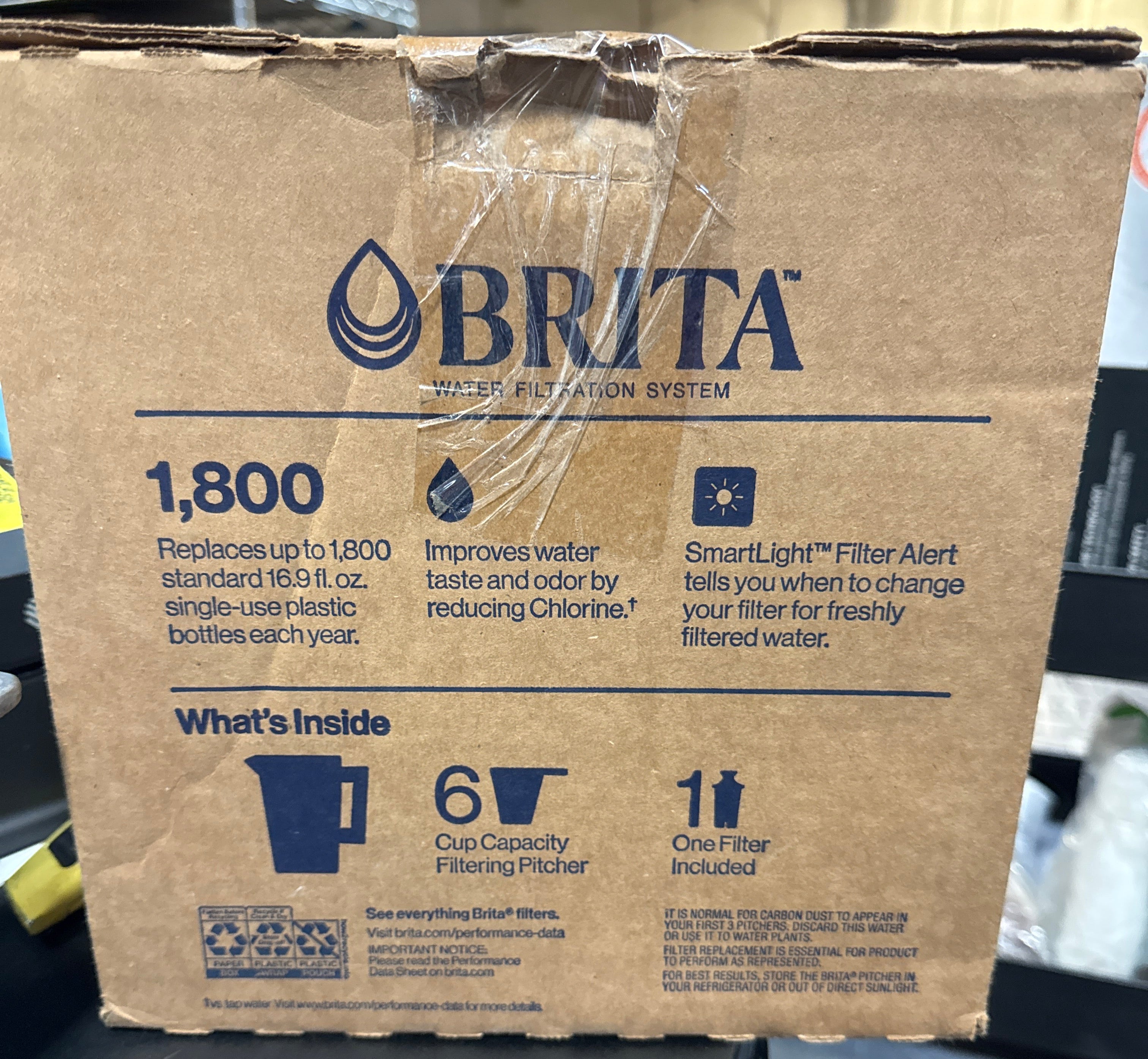 Brita Small 6 Cup Bright White Denali Water Filter Pitcher with 1 Brita Standard Filter