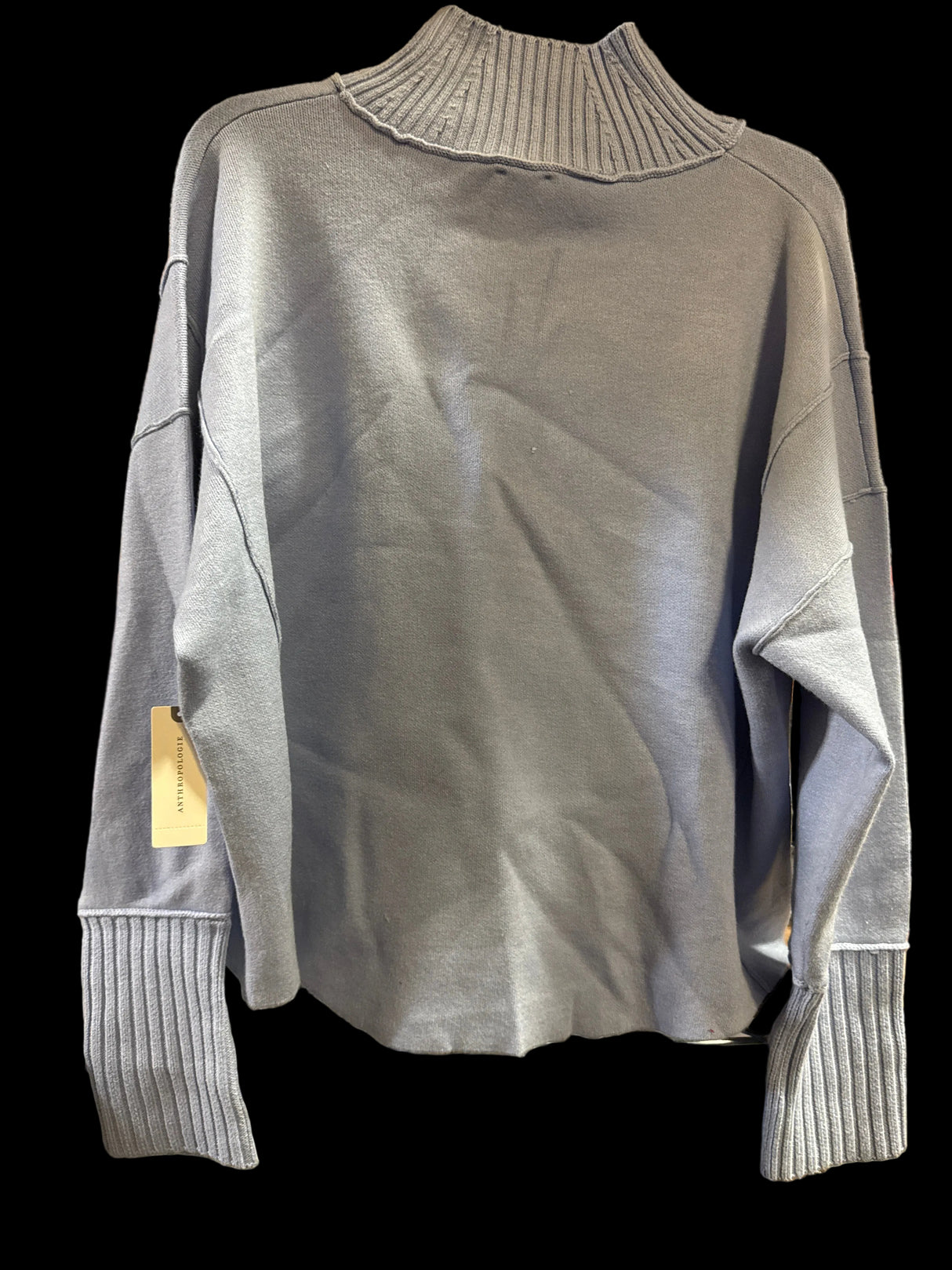 ANTHROPOLOGIE WOMEN'S Maeve Pale Blue Ribbed Turtleneck Sweater- SMALL