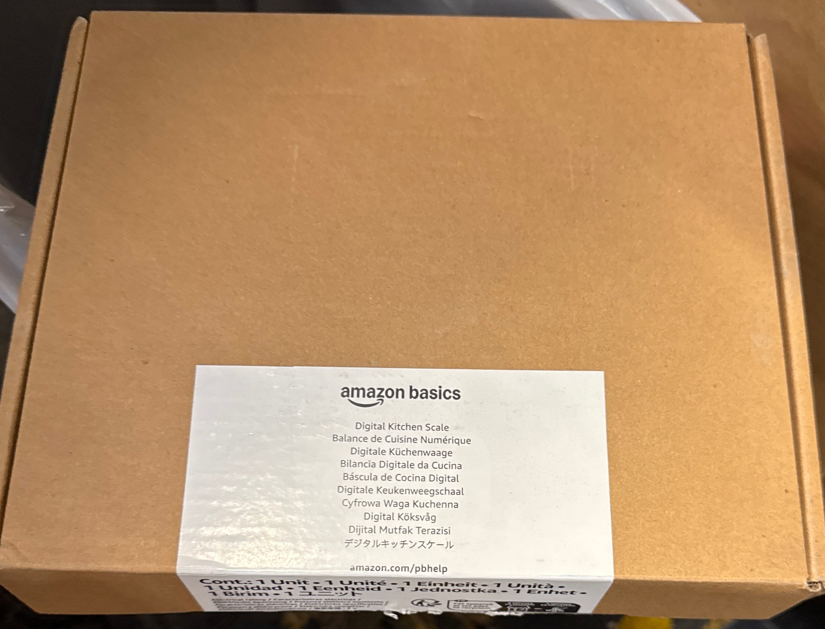 Amazon Basics Digital Kitchen Scale with LCD Display, Tare Function, Multiple Units, Weighs up to 11 Pounds, Batteries Included, Black and Stainless Steel,