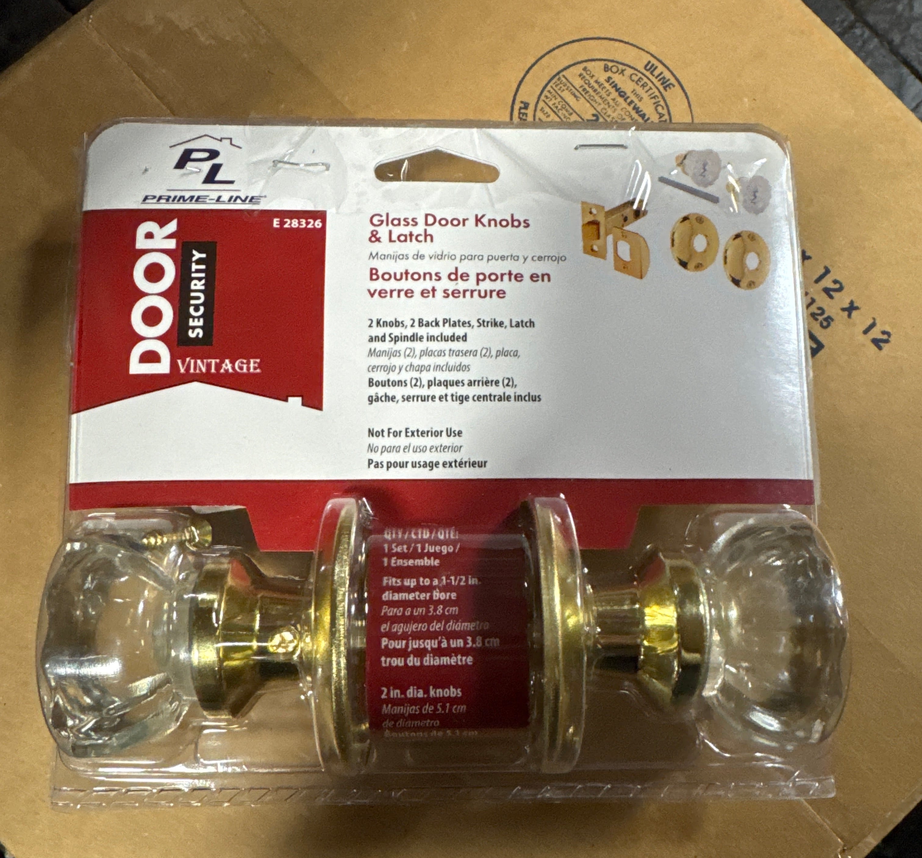 Defender Security Glass Knob Passage Door Latch Set