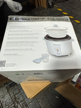 Elite Gourmet Electric Rice Cooker with Steam Tray and Non-Stick Inner Pot Makes Soups, Stews, Grains, Cereals, Keep Warm Feature, 6 Cups Cooked (3 Cups Uncooked), White