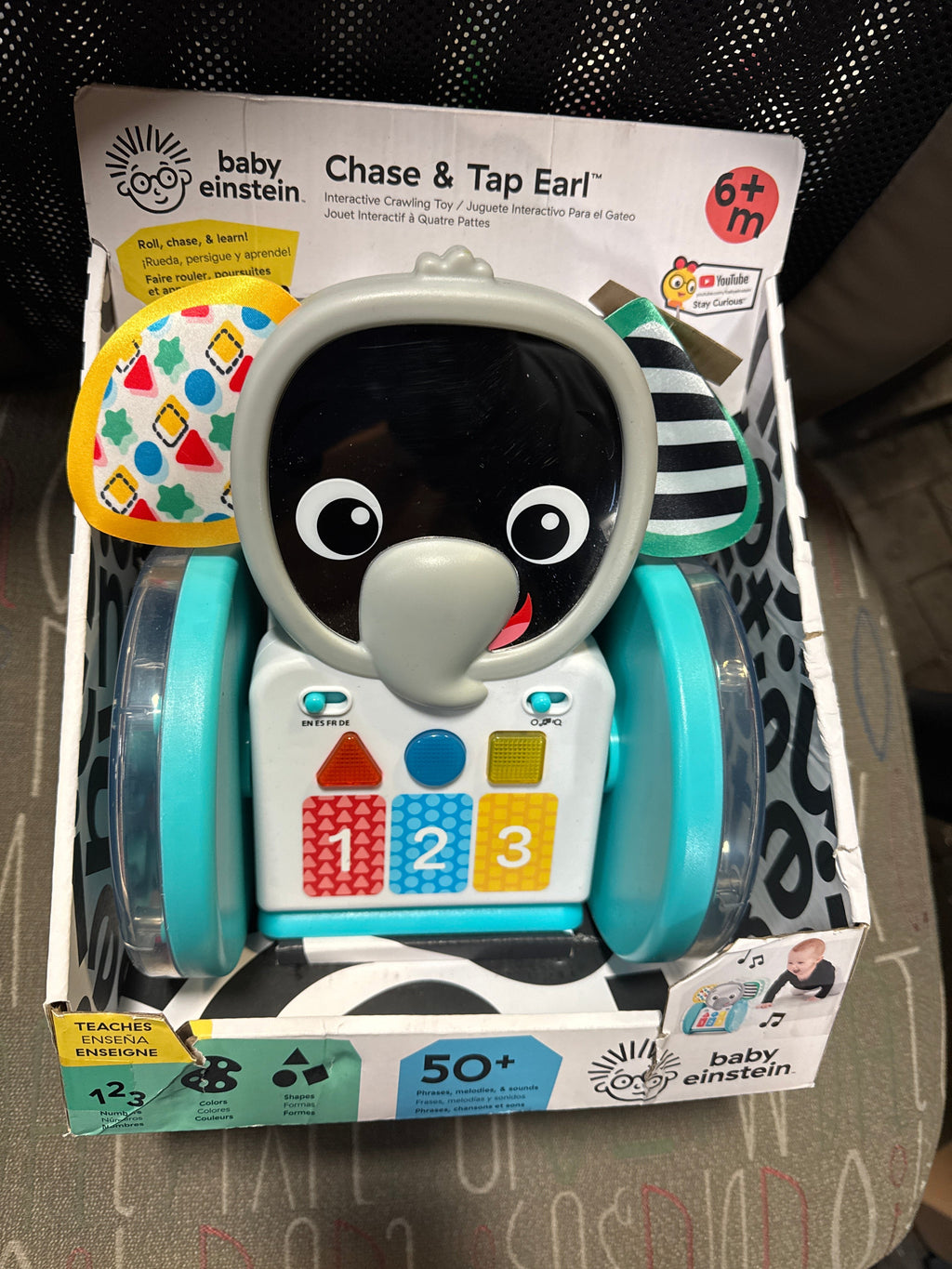 Baby Einstein Chase & Tap Earl Crawling Baby Toy, with Mirror and Music