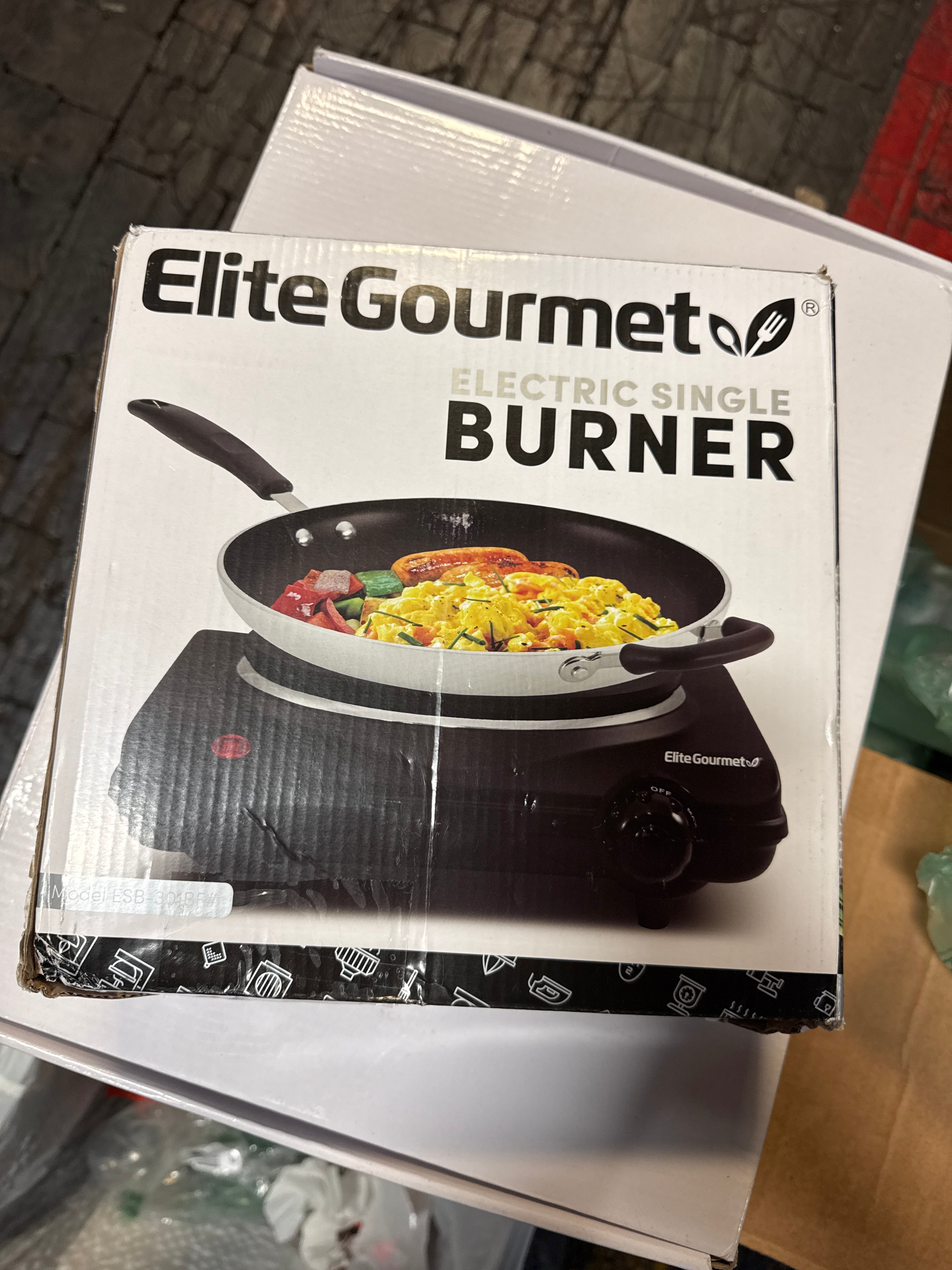 Elite Gourmet ESB-301BF# Countertop Single Cast Iron Burner, 1000 Watts Electric Hot Plate, Temperature Controls, Power Indicator Lights, Easy to Clean, Black