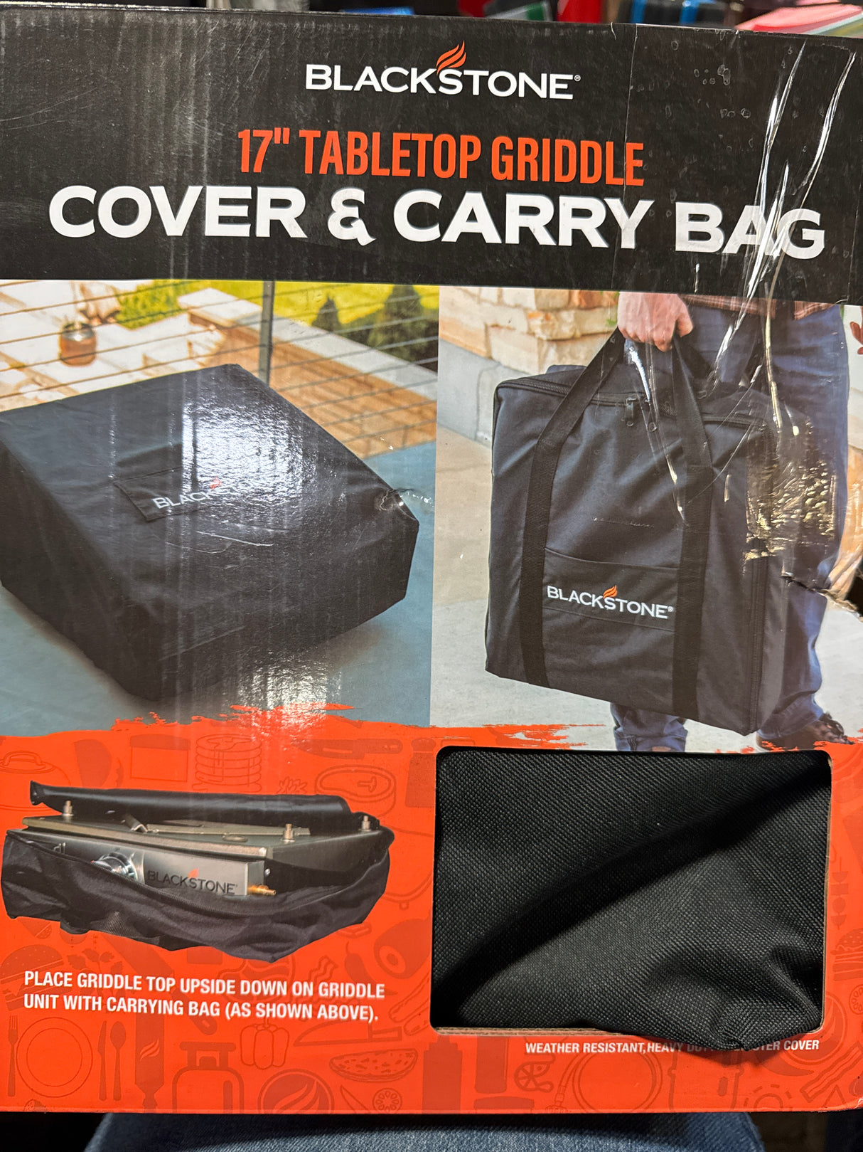 Blackstone 17" Griddle Cover and Carry Bag Water Resistant 600D Polyester Heavy Duty Flat top 17" Gas Grill Cover Accessory Exclusively Fits Blackstone Cooking Station Without Hood