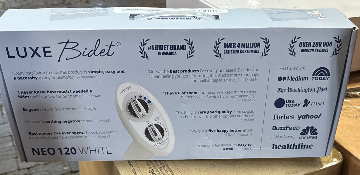 LUXE Bidet NEO 120 - Single Nozzle, Self-Cleaning, Non-Electric Bidet Attachment for Toilet Seat, Adjustable Water Pressure, Rear Wash (White)
