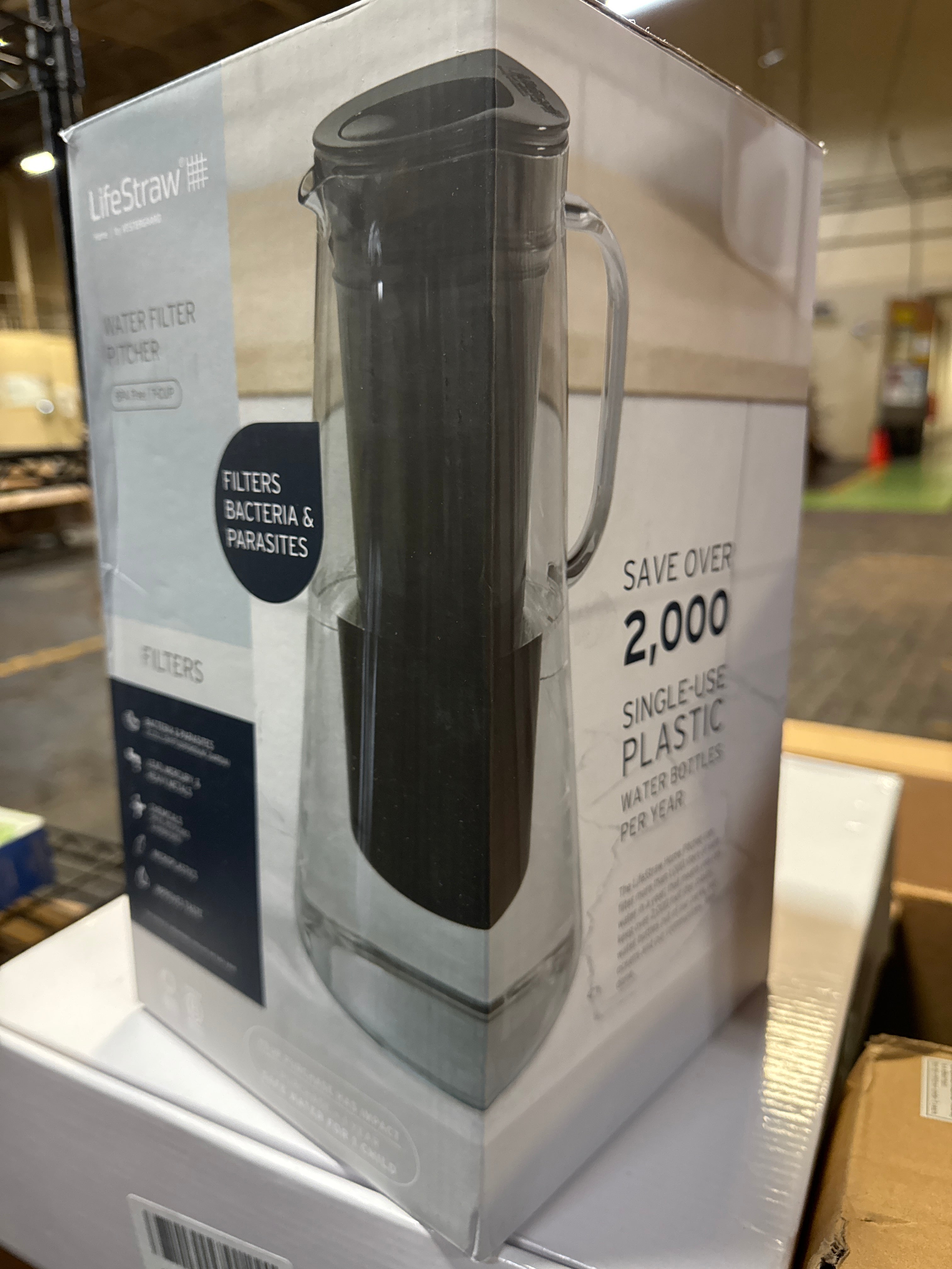 LifeStraw Home – Water Filter Pitcher, 7-Cup, Obsidian, BPA Free Designed for Everyday Protection Against Bacteria, parasites, microplastics, Lead, Mercury, PFAS, and a Variety of Chemicals