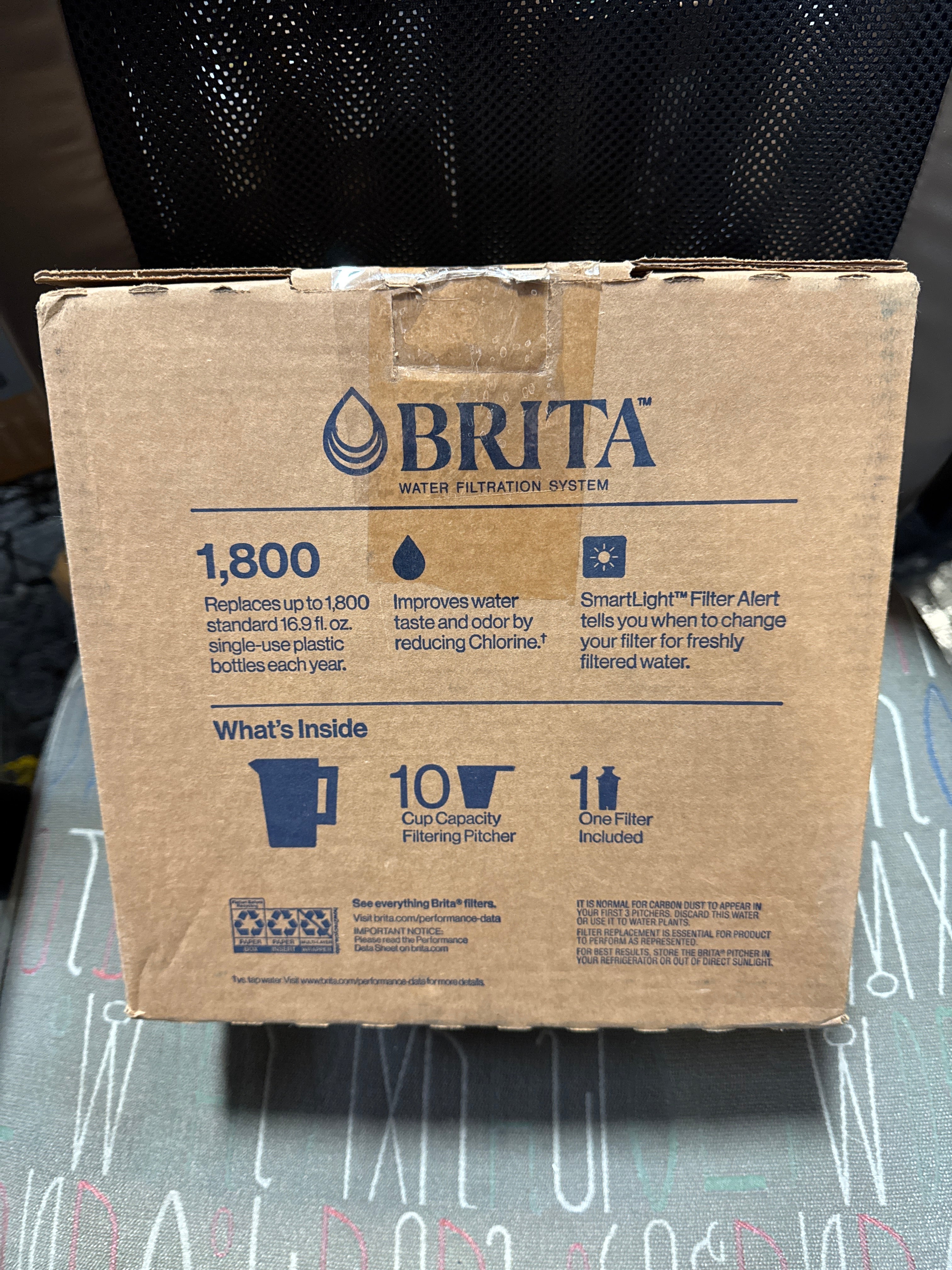 Brita Small 6 Cup Water Filter Pitcher, 1 Brita Plus Filter, Metro, Black