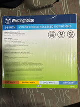 Westinghouse 5247000 14 Watt (100 Watt Equivalent) 5-6-Inch Square Recessed LED Downlight with Color Temperature Selection, Dimmable, Energy Star, Medium Base, White Trim